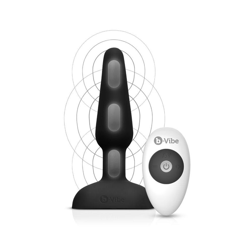 b-vibe Trio Plug Black | 5 Inch Silicone Vibrating Butt Plug for Men、mySite、bottomscart