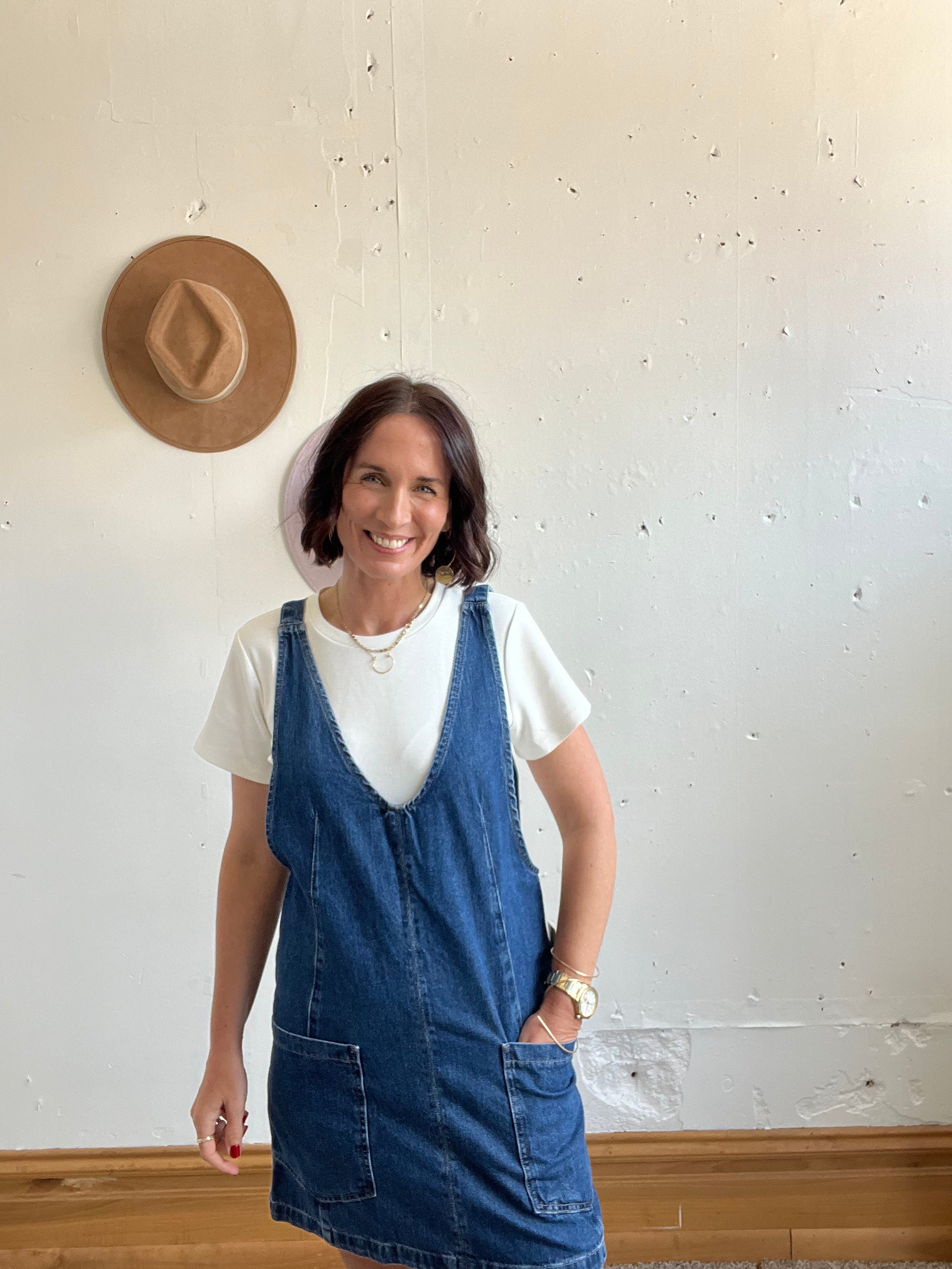 We The Free High Roller Denim Overall Dress、mySite、garagedoors4me