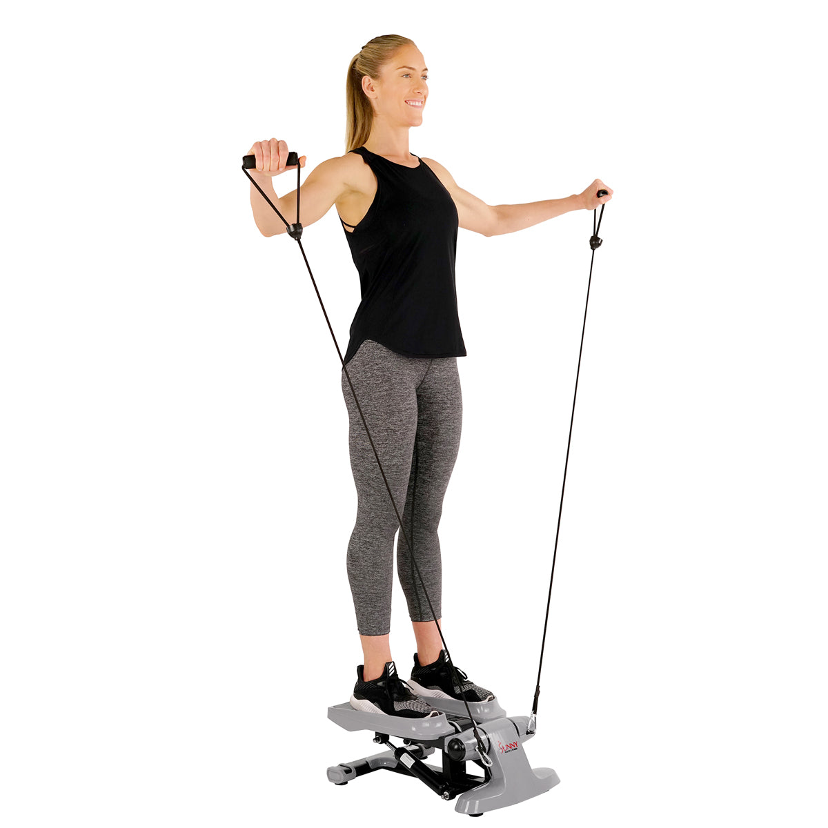  Versa Stepper Exercise Machine Step, Wide Non-Slip Pedals w/ Resistance Bands and LCD Monitor、mySite、ghnorth