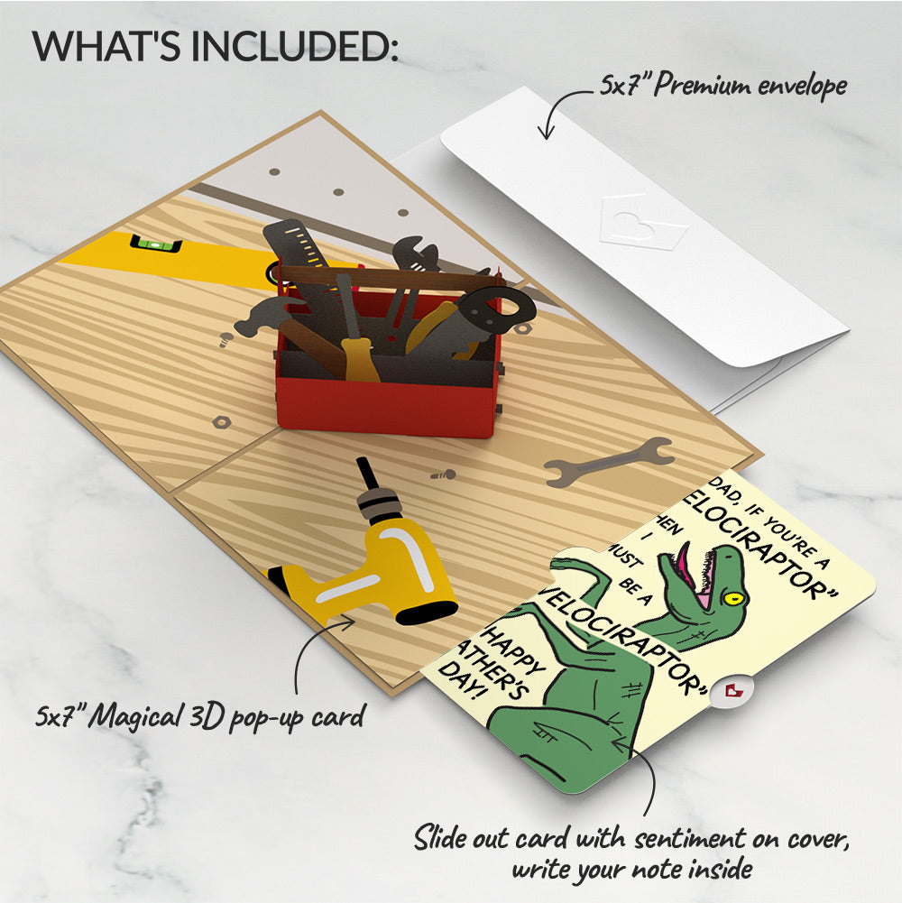 Toolbox Father's Day Pop-Up Card and Velociraptor Sentiment Set、mySite、solidvoid