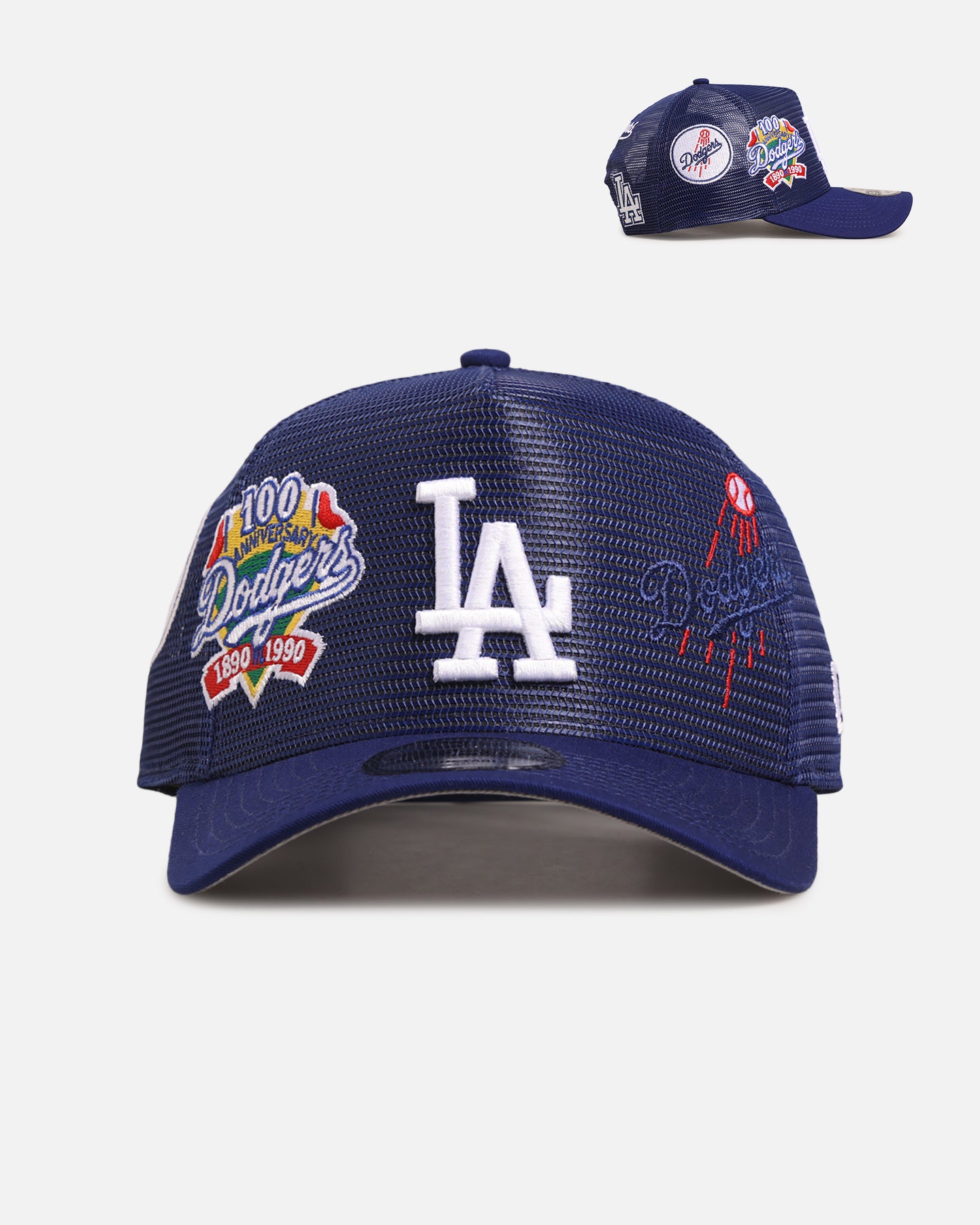 New Era Los Angeles Dodgers 'Mesh Crown All Over Logos' 9FORTY A-Frame Snapback Official Team Colour、mySite、zt4zffjzw