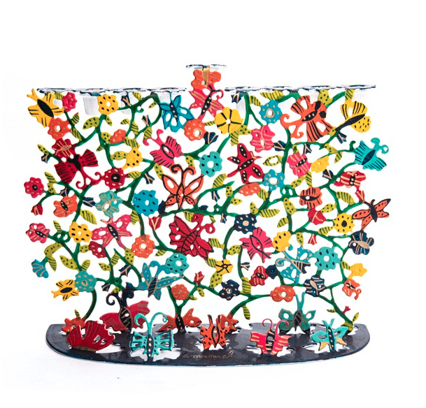Laser Cut-Hand Painted Butterflies Menorah by Yair Emanuel、mySite、topwebapps