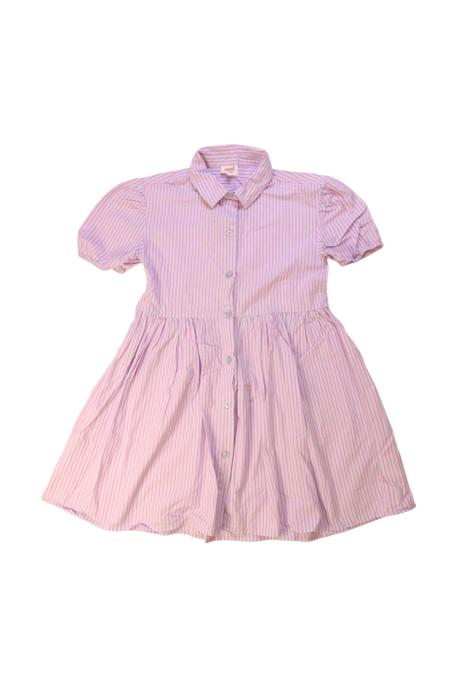 Seed Striped Short Sleeve Collared Dress - Size 6T、mySite、g9winljtr