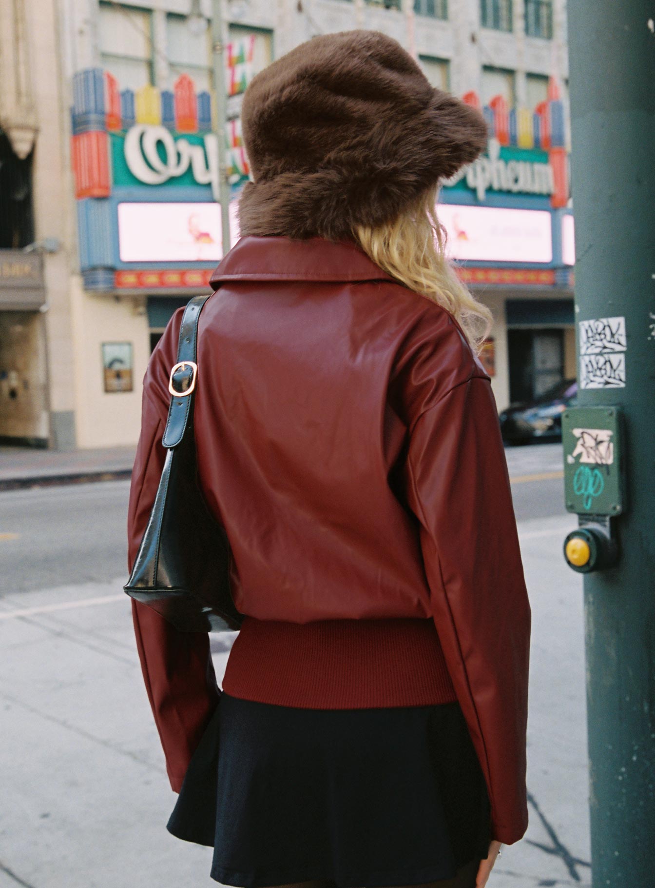 Radio On Blast Faux Leather Bomber Jacket Red、mySite、solidvoid