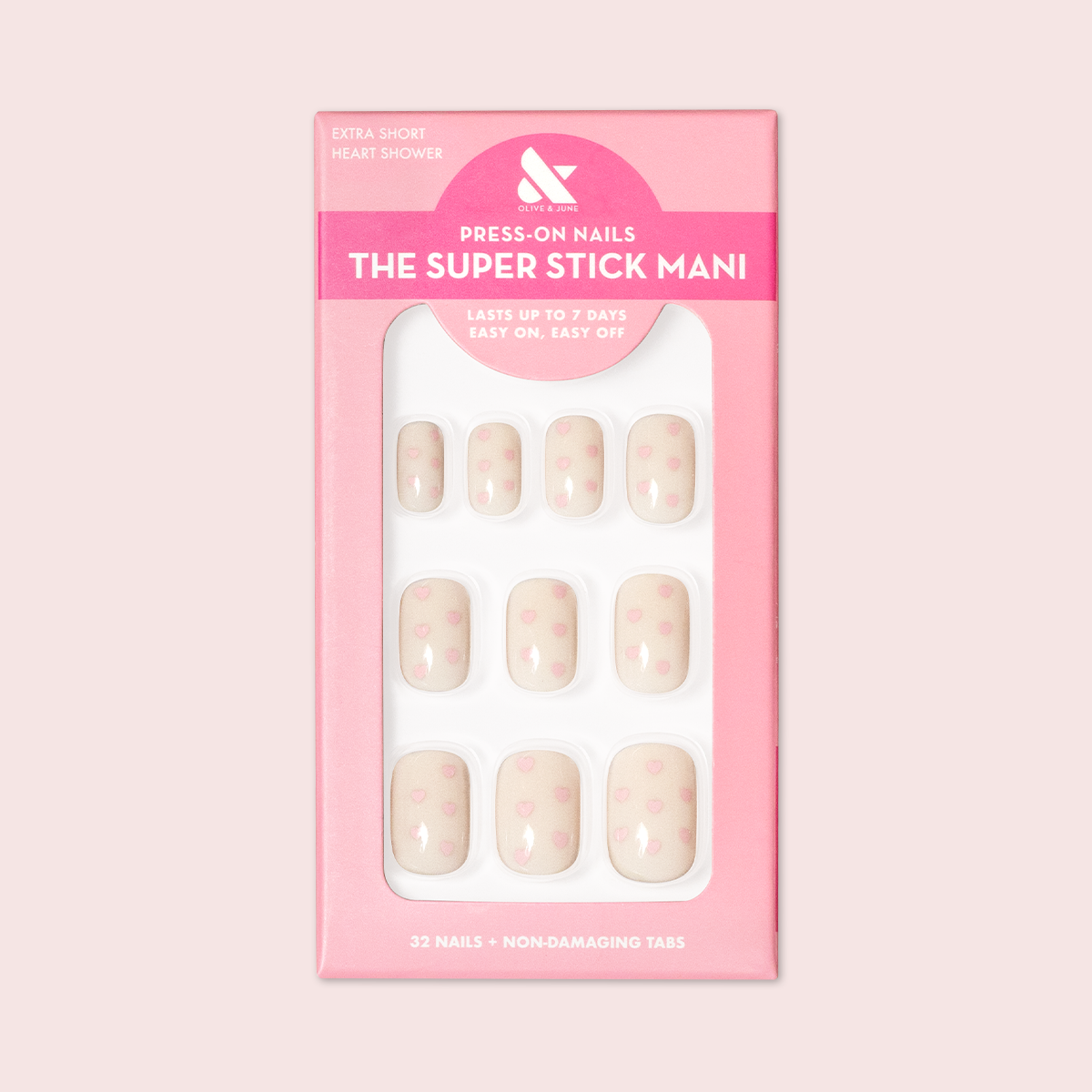 Heart Shower | Extra Short | Squoval - Tab Press-On、mySite、solidvoid