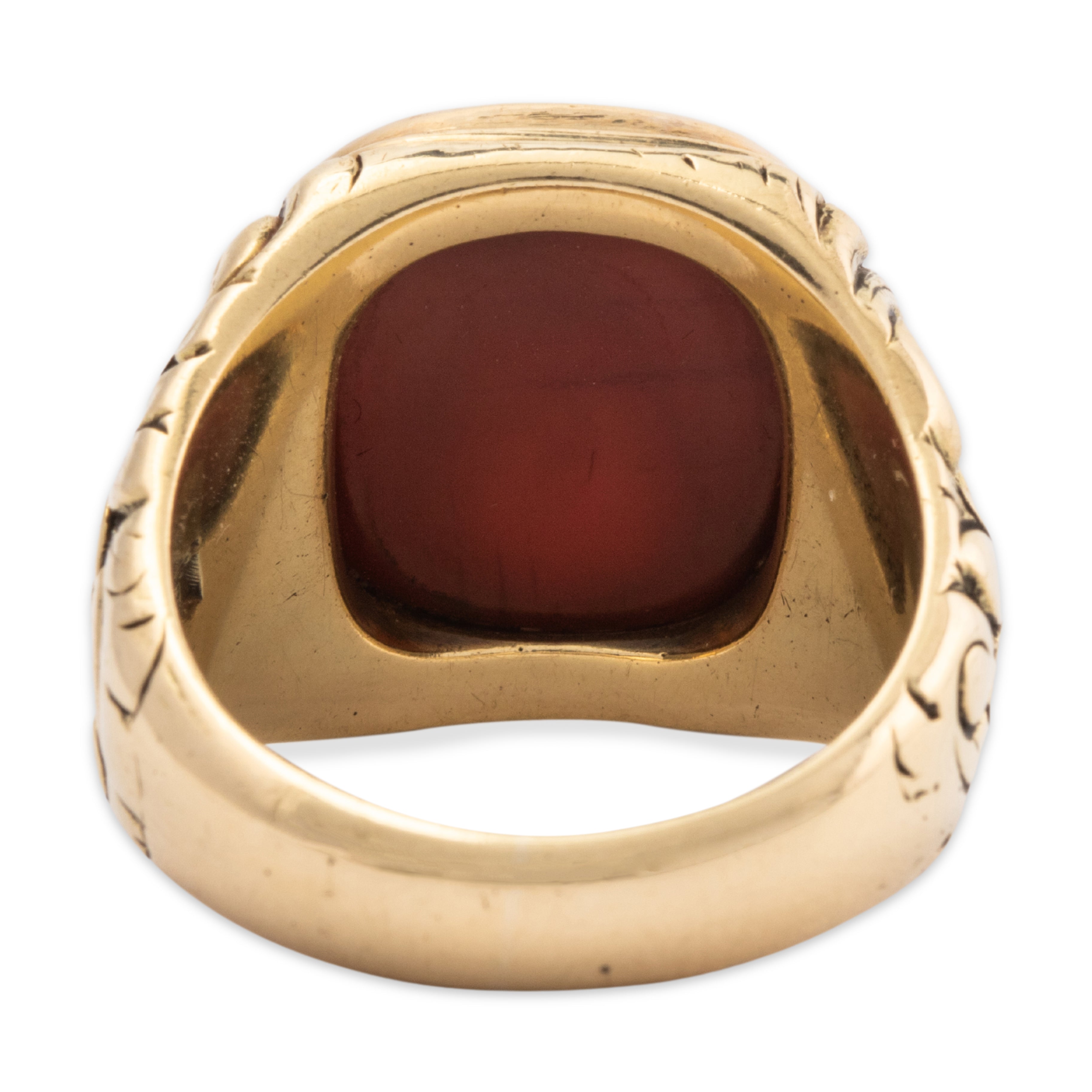 ANTIQUE 14K YELLOW GOLD RED CARNELIAN ANCHOR SHIP INTAGLIO SIGNET RING 6.5、mySite、hinf8tx79
