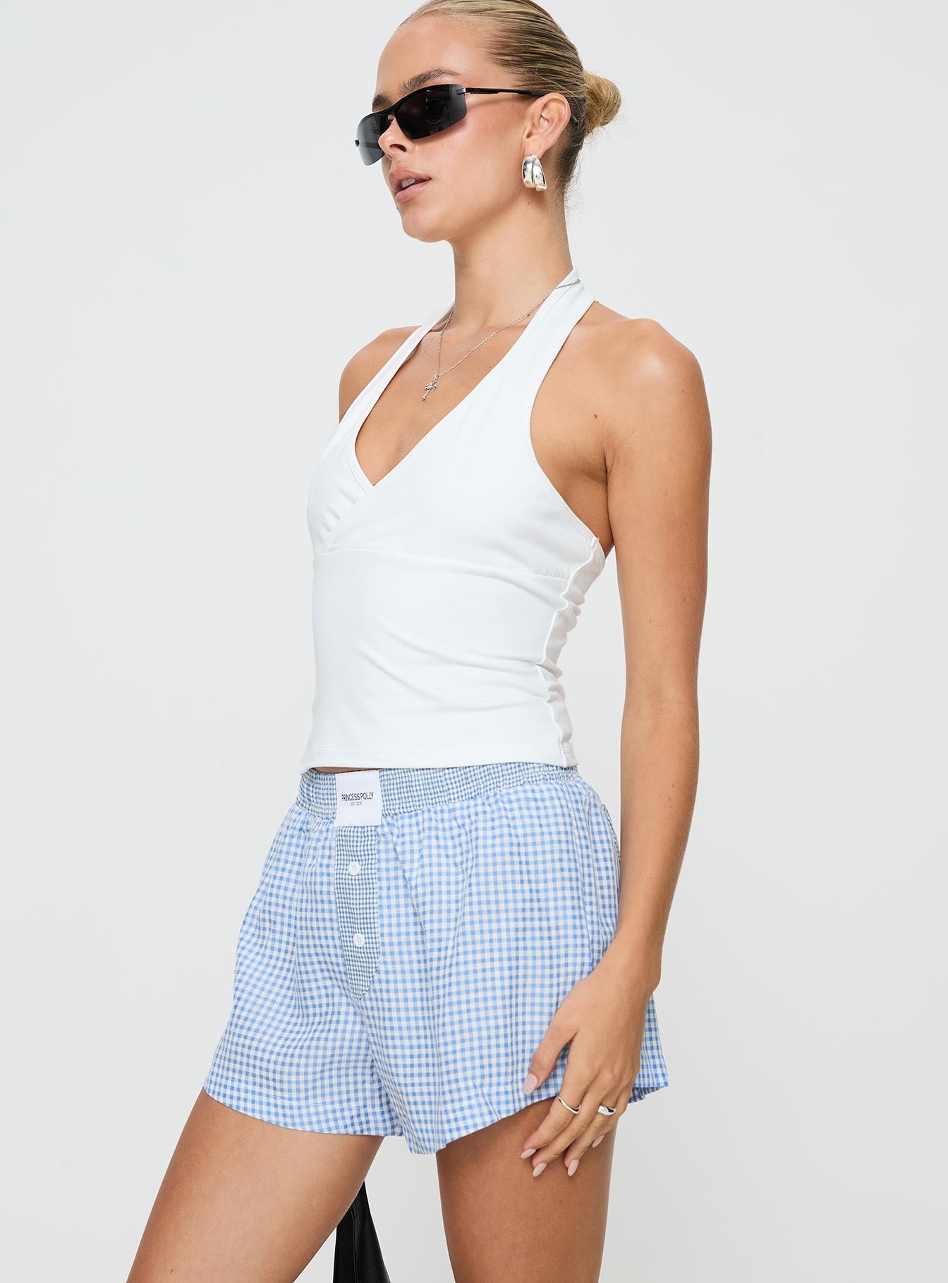 Back To It Boxer Shorts Blue Gingham、mySite、solidvoid