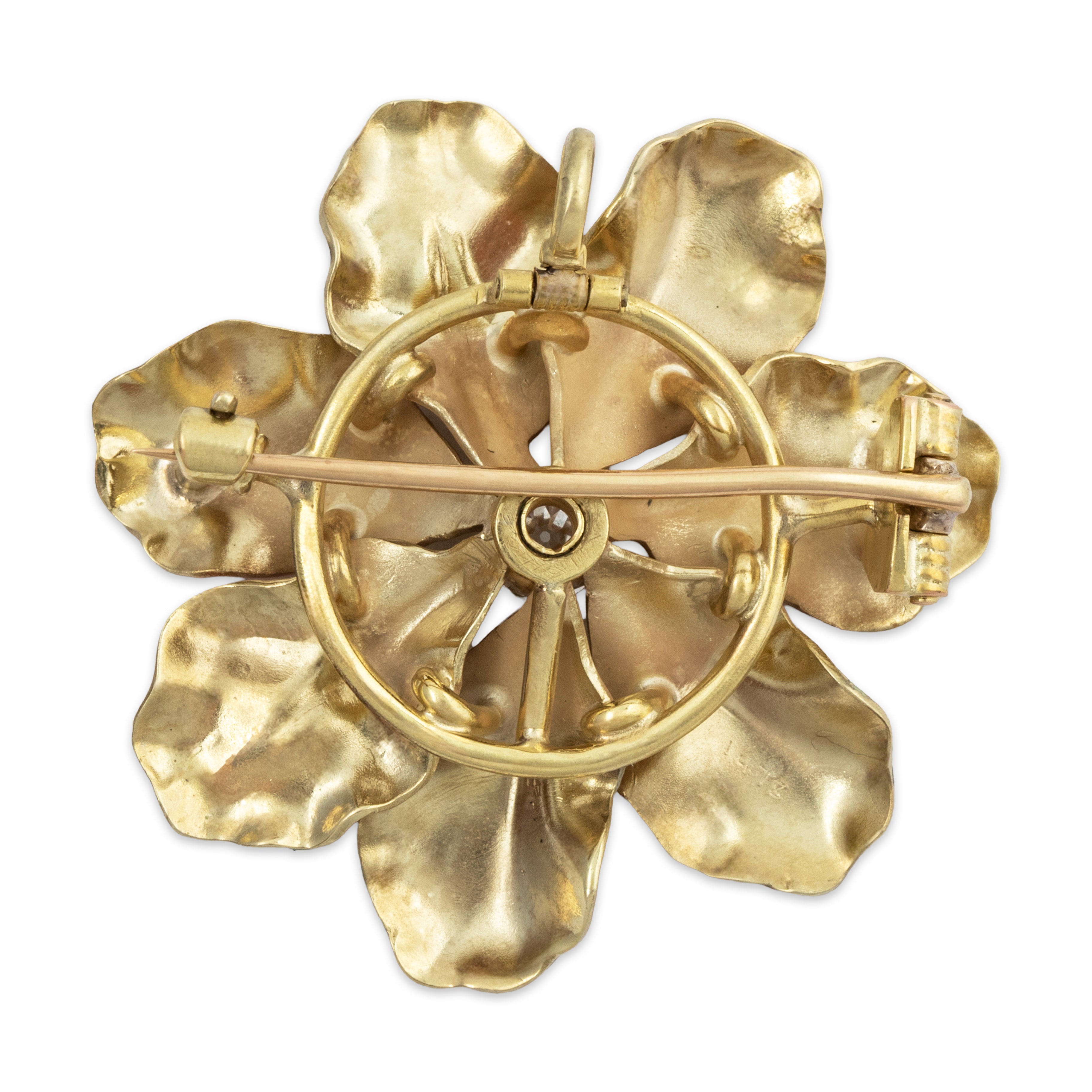 Antique Victorian 14k Yellow Gold .27ct Old Mine Diamond Luminous Pin / Pendant、mySite、hinf8tx79