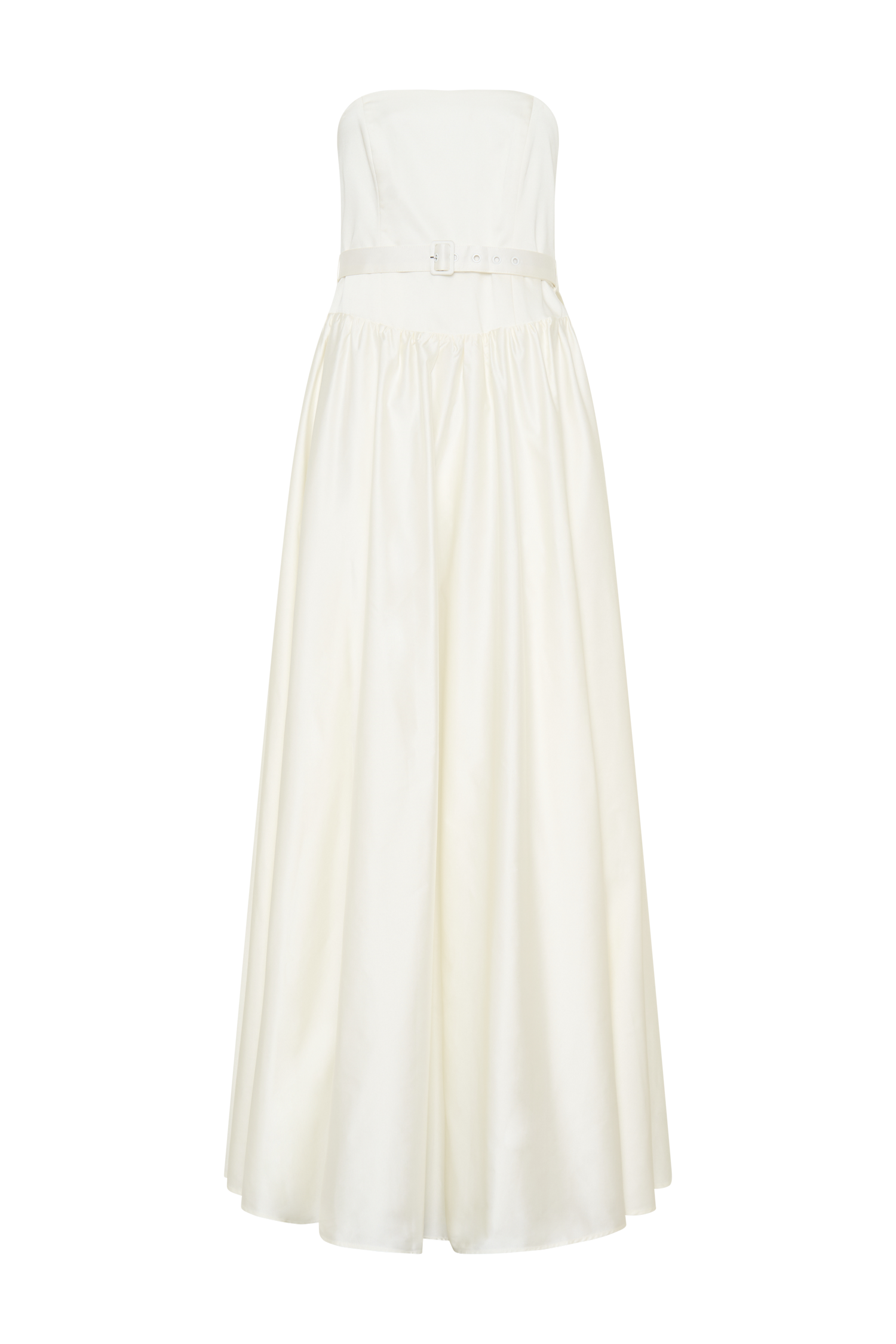 Florence Strapless Belted Maxi Dress - White、mySite、solidvoid