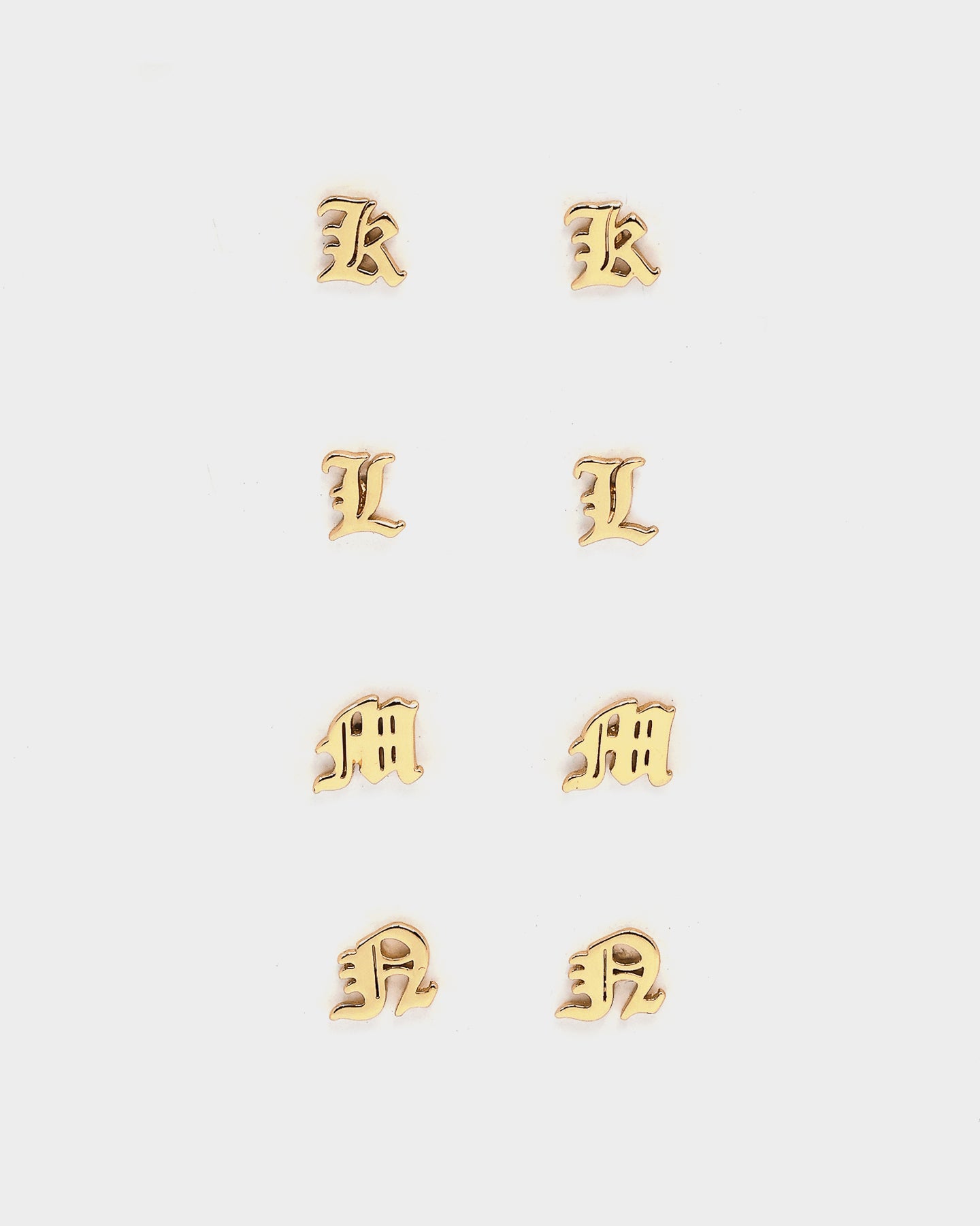 Raising Hell Women's Gothic Alphabet Stud Earrings Gold、mySite、zt4zffjzw