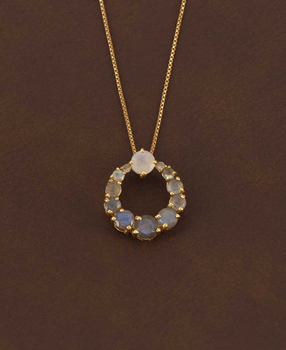 Labradorite Circle Gold Plated Necklace、mySite、topwebapps