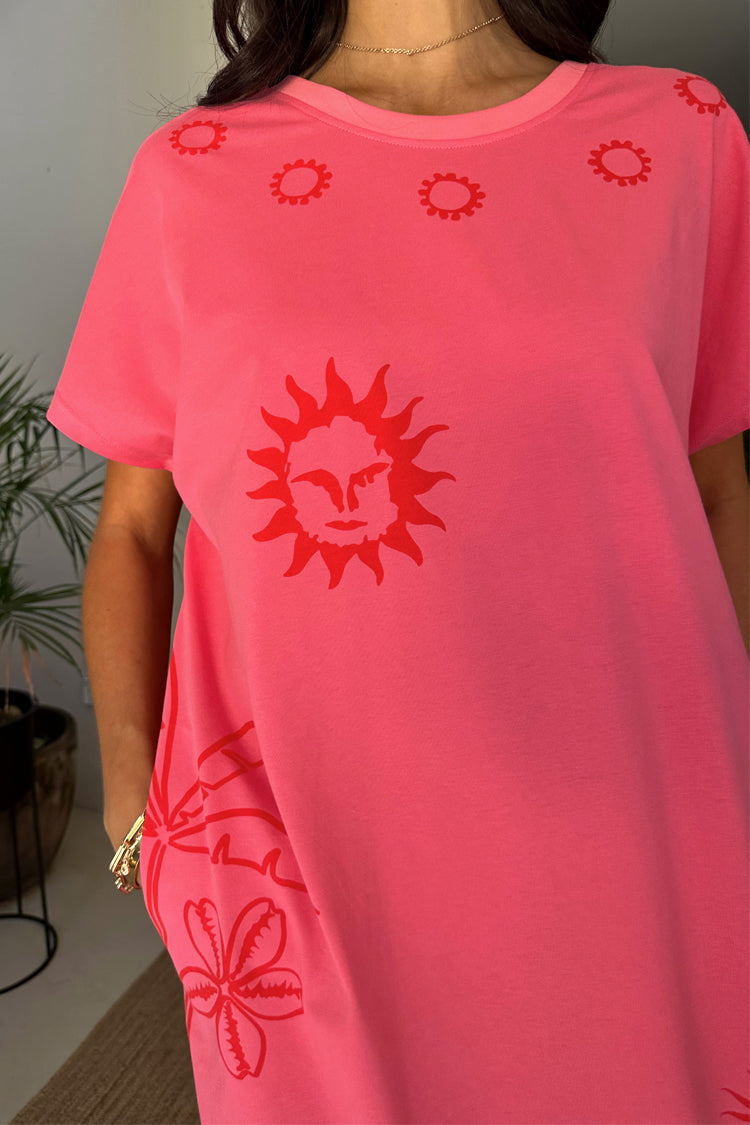 Pink and Red Azura T-Shirt Dress、mySite、solidvoid