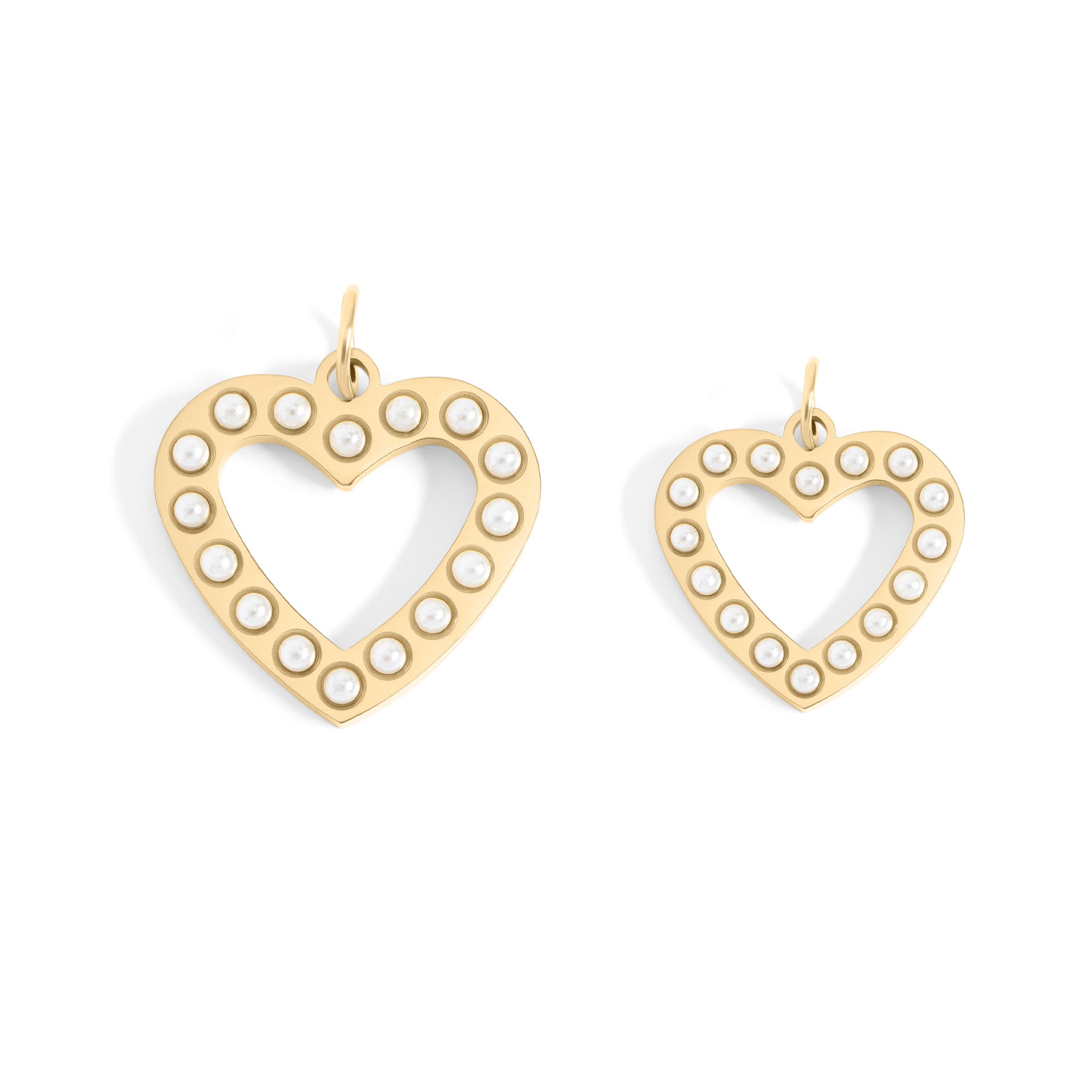 18K Gold PVD Stainless Steel Pearl Heart Charm / PDL0253、mySite、dreamappss