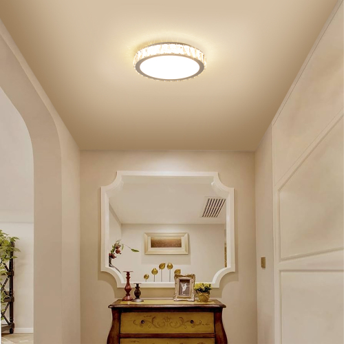 Crystal LED Ceiling Light, 19.7-Inch Flush Mount, 45W Dimmable Modern Fixture, Energy-Saving, Perfect for Living Room, Bedroom, Kitchen、、eastwooduniform