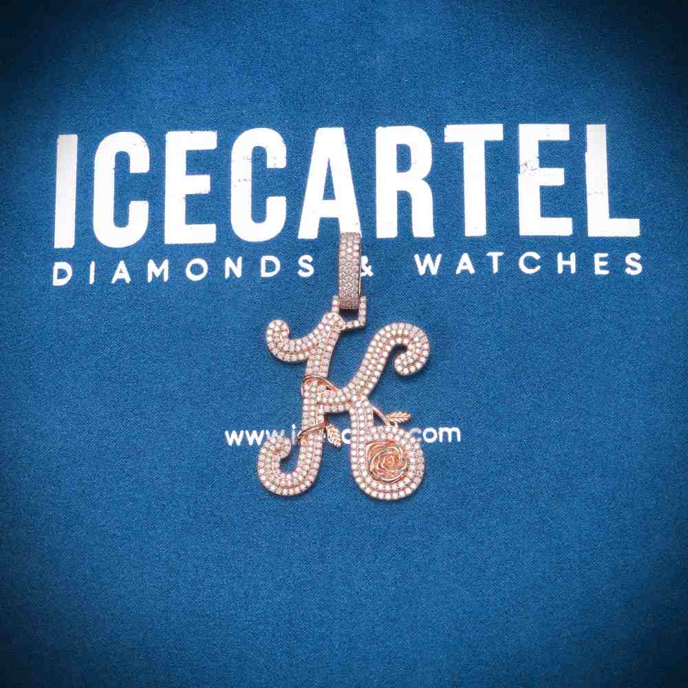 Moissanite Letter K Pendant 14K Rose Gold、mySite、hinf8tx79