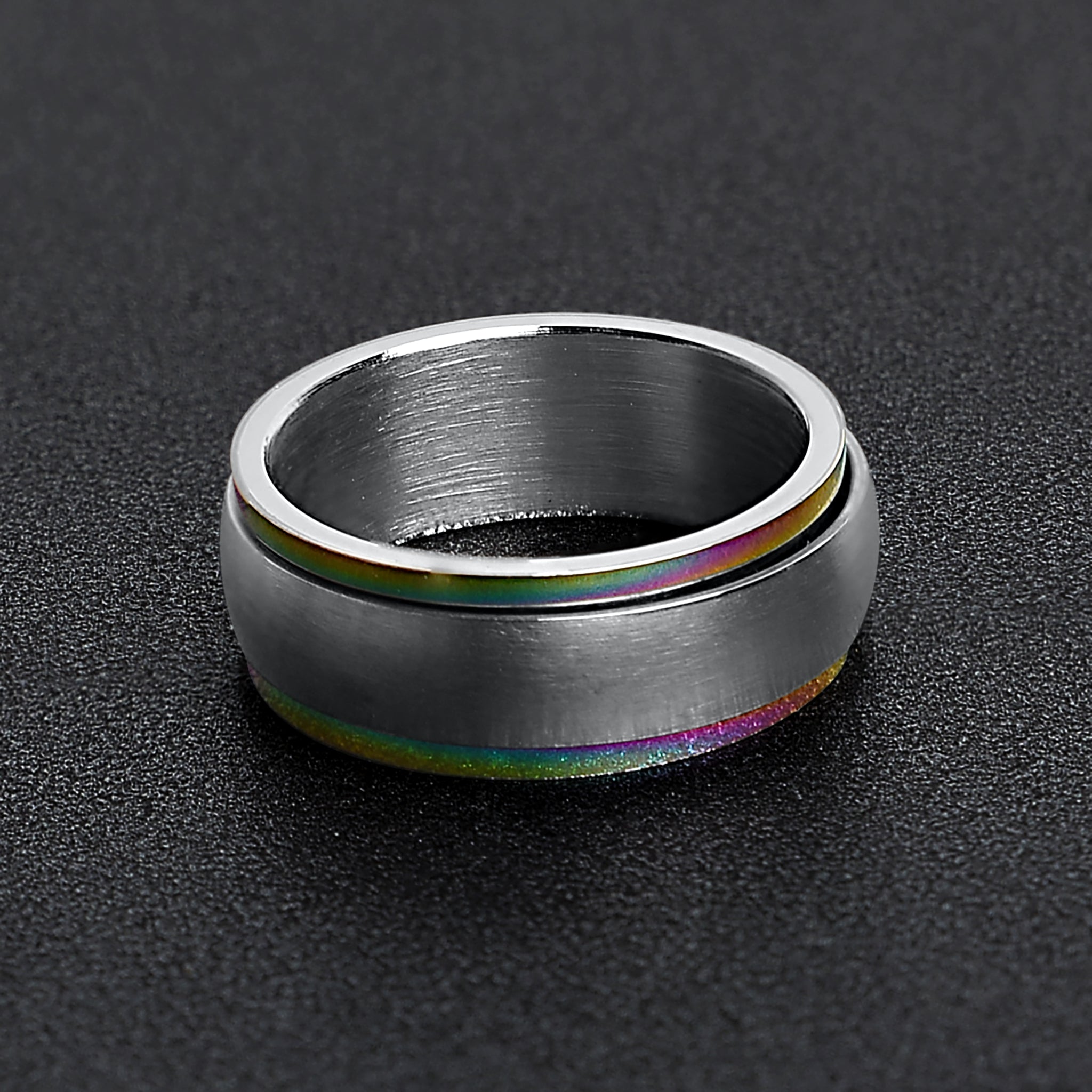 Stainless Steel Rainbow Edge Polished Spinner Center Ring / SRJ9003、mySite、dreamappss