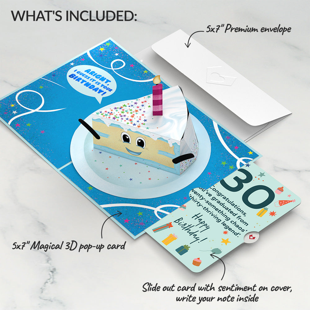 Whimsical 30th Birthday Cake Slice Pop-Up Card and Sentiment Set、mySite、solidvoid
