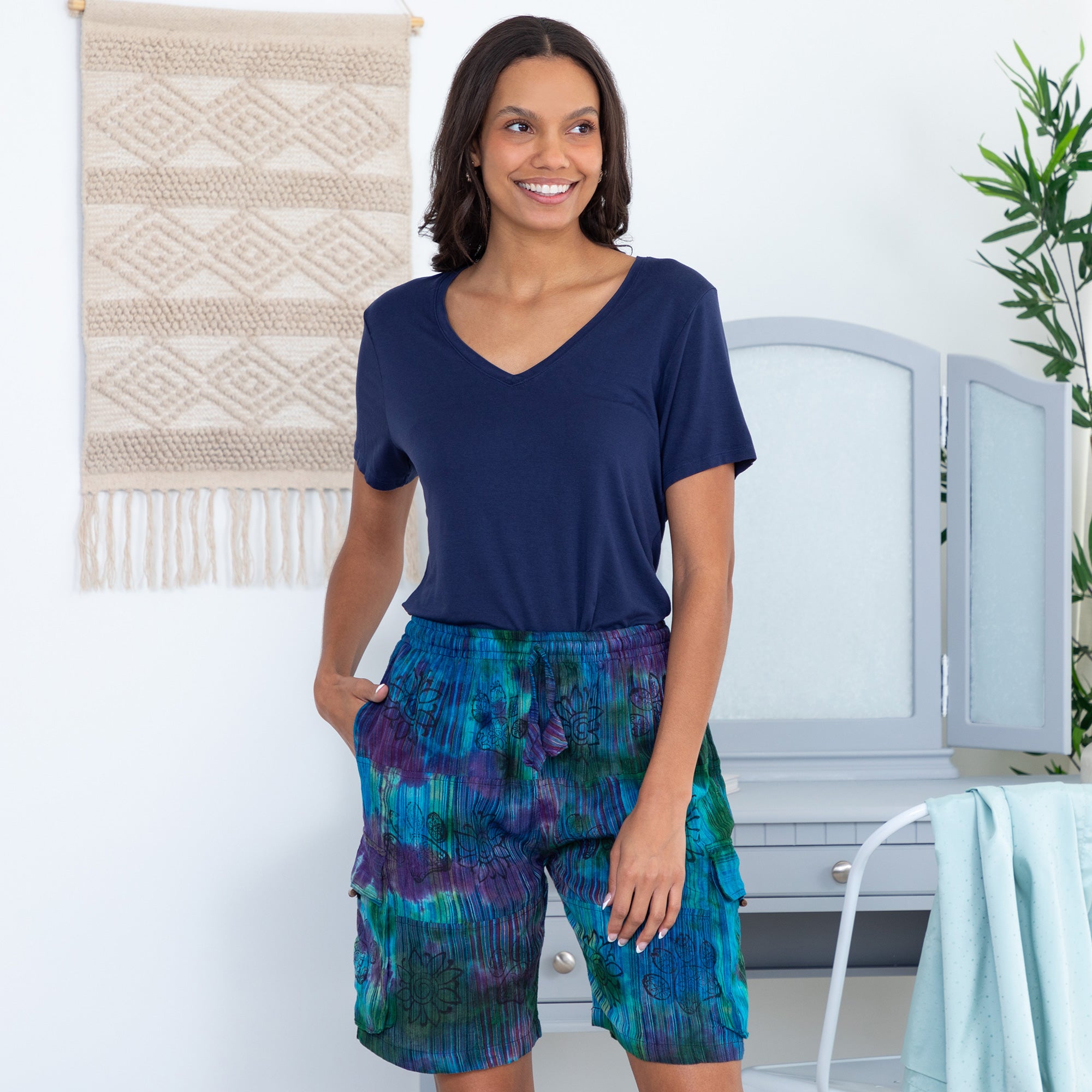 Tie-Dye Patchwork Paw Print Cargo Shorts、mySite、camillekostekn