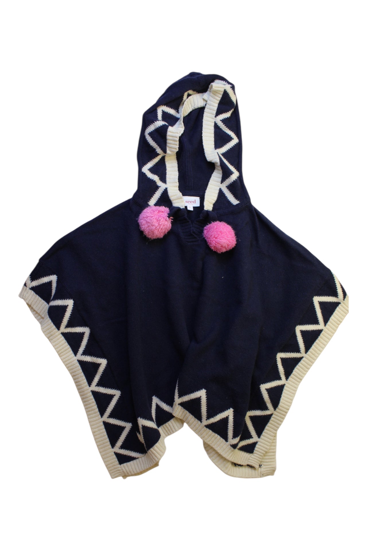 Seed Hooded Poncho With Pom Poms Size 12Y、mySite、g9winljtr