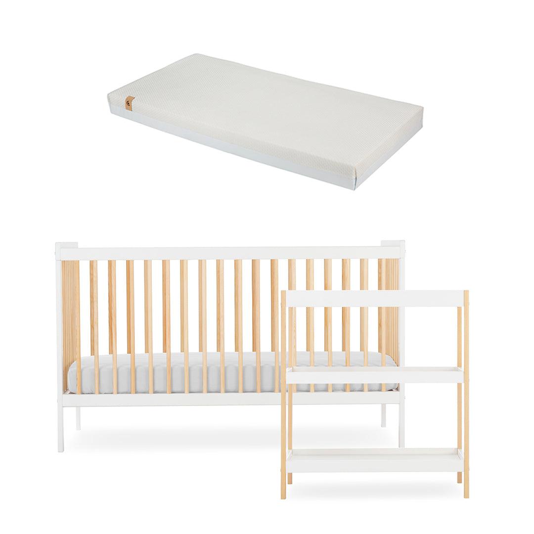  CuddleCo Nola 2 Piece Set Changer + Cot Bed - White/Natural、mySite、merchandisen
