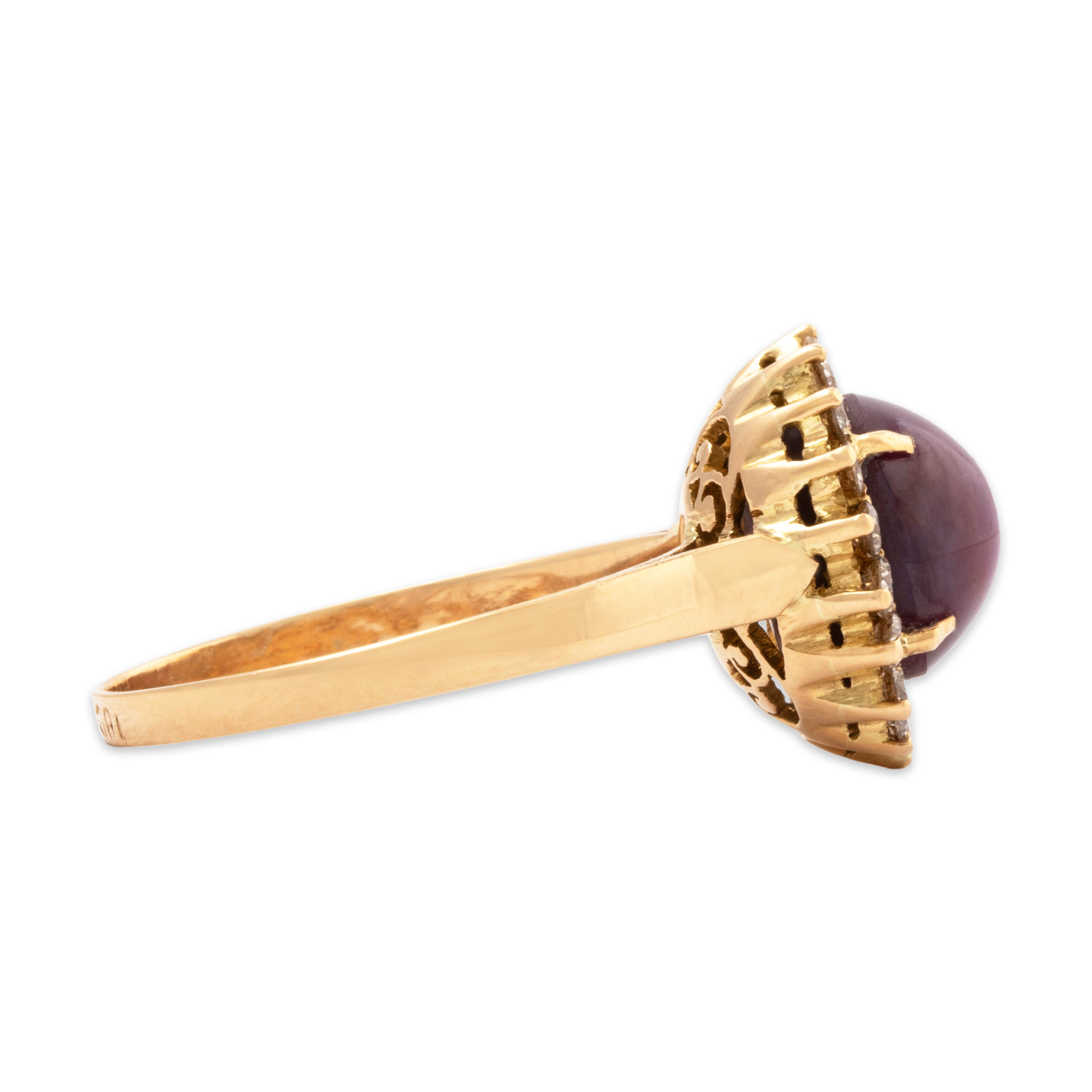 Vintage 18k Yellow Gold 7.7ct Star Ruby .63cttw Diamond Stunning Halo Ring、mySite、hinf8tx79