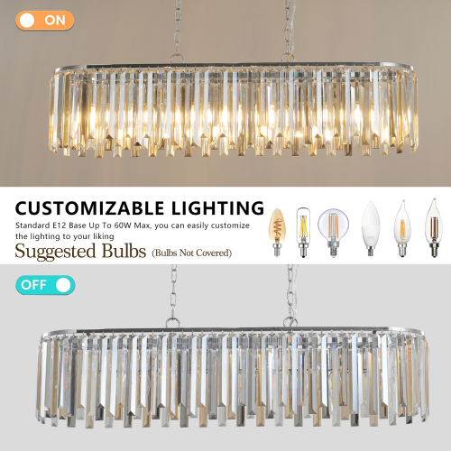 (Same as W1340120171/L5017) 17" Chrome Crystal Pendant Chandelier, Modern Hanging Light Fixture with Adjustable Height, 4-Light E26 Base for Living Room, Dining Room, or Kitchen (No Bulbs)、、eastwooduniform