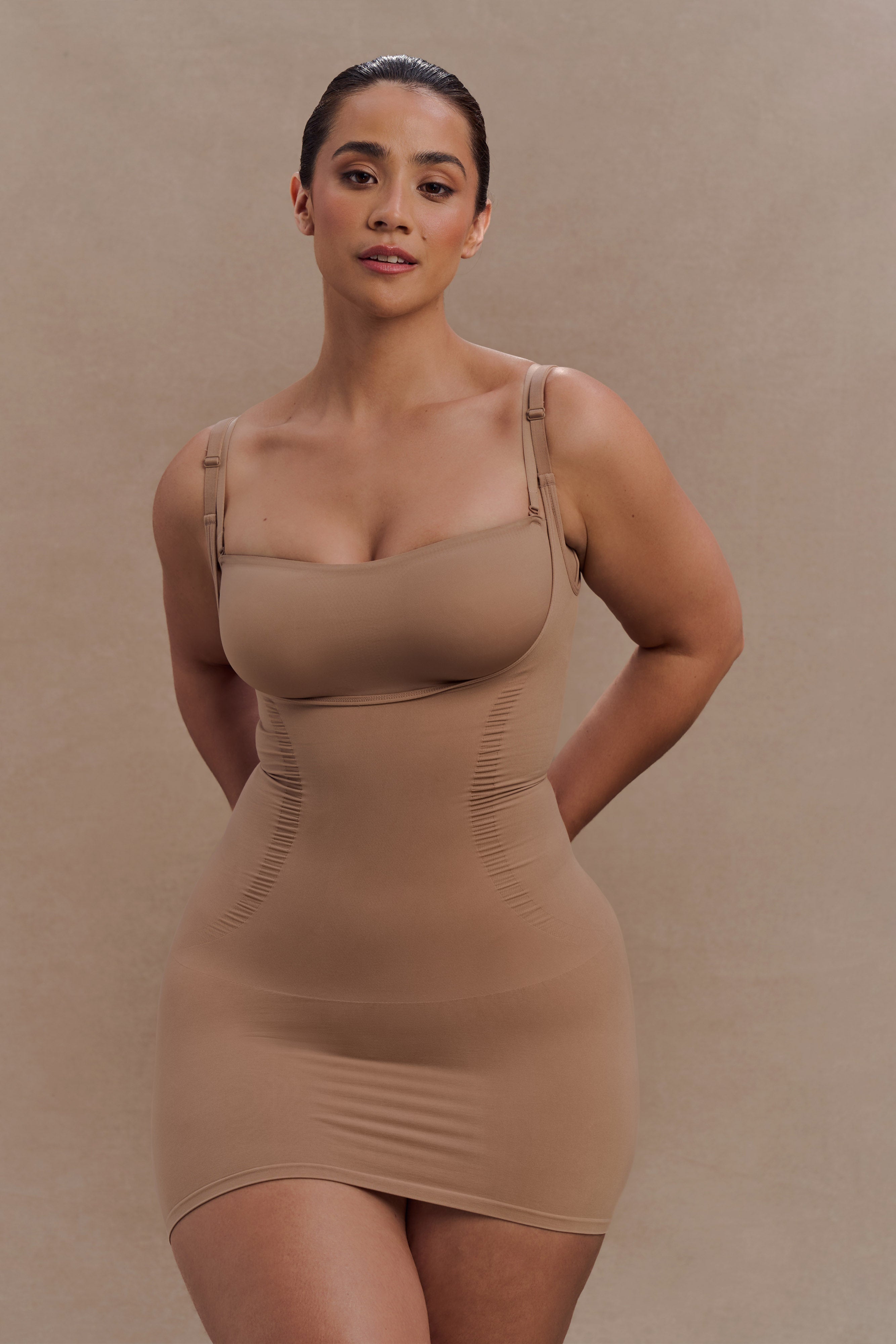 Jocelyn Backless Shapewear Mini Dress - Latte、mySite、solidvoid