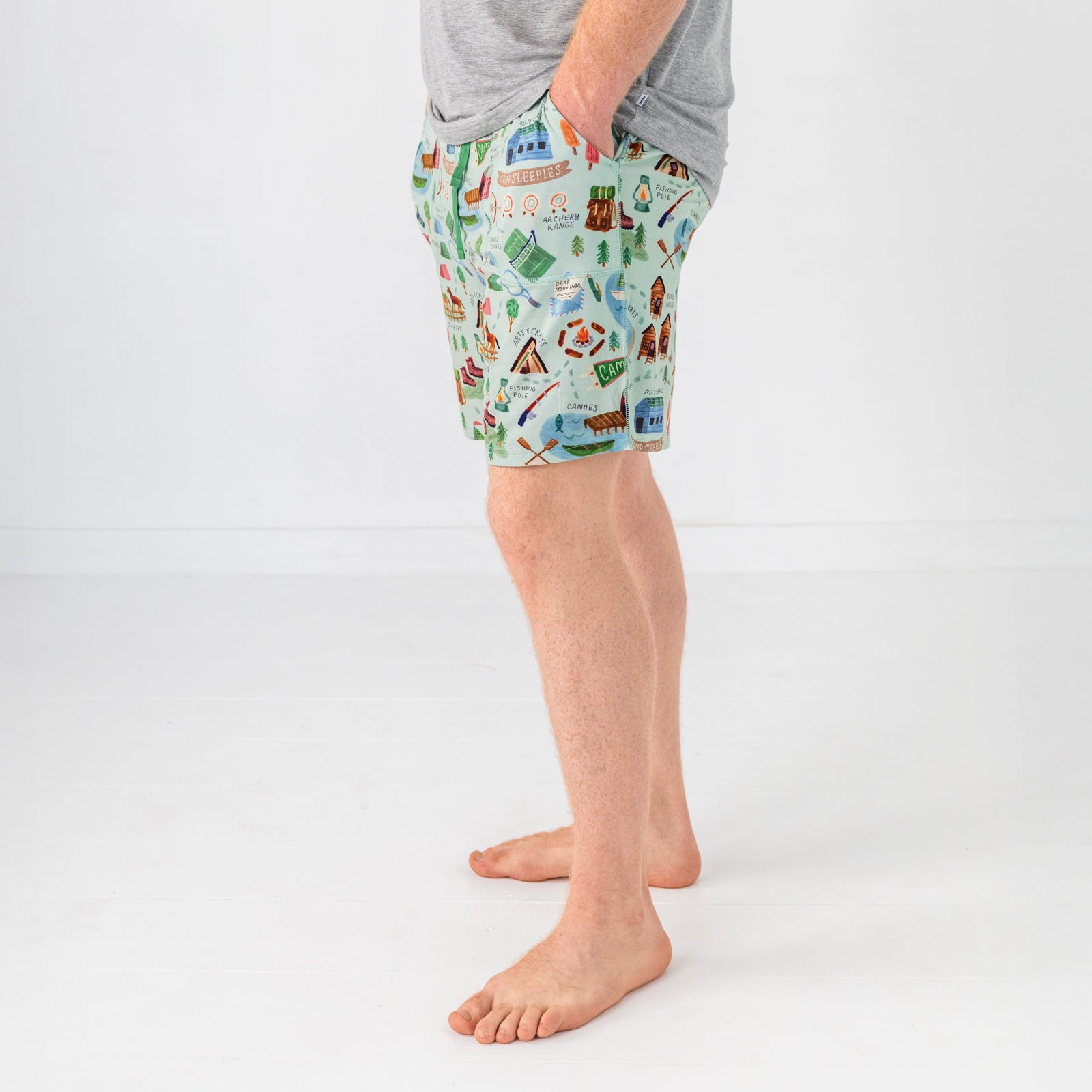 Green Camp Sleepies Men's Pajama Shorts、mySite、g9winljtr