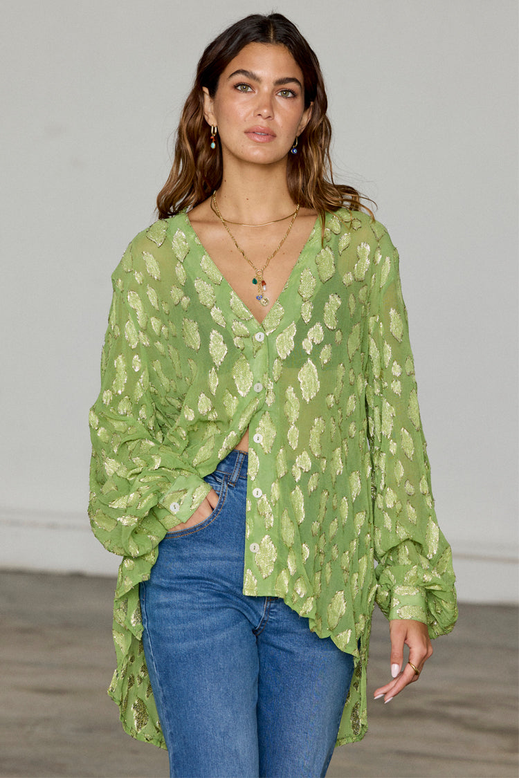Green Jacquard Miley Shirt、mySite、solidvoid