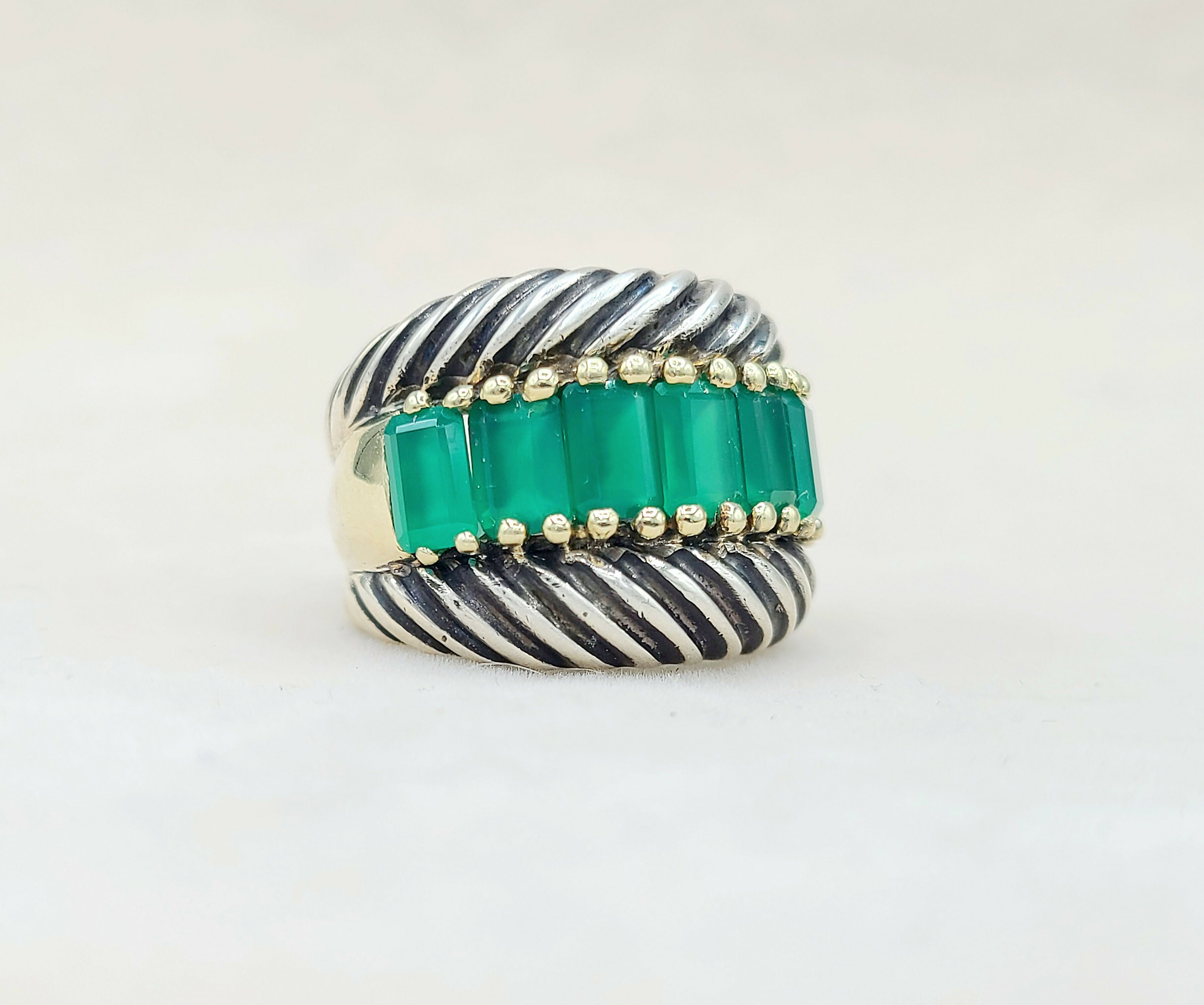 David Yurman Cable Ring Green Onyx & Gold、mySite、hinf8tx79