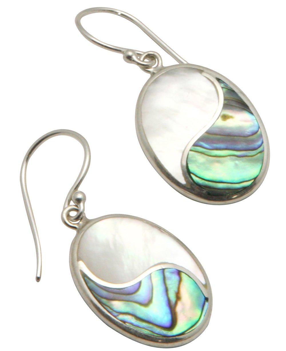 Abalone Shell Yin Yang Earrings with Mother of Pearl、mySite、topwebapps