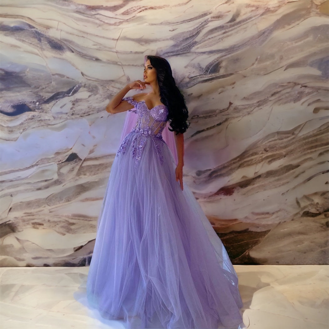  Audrey Lilac Floral Tulle Dress、mySite、merchandisen