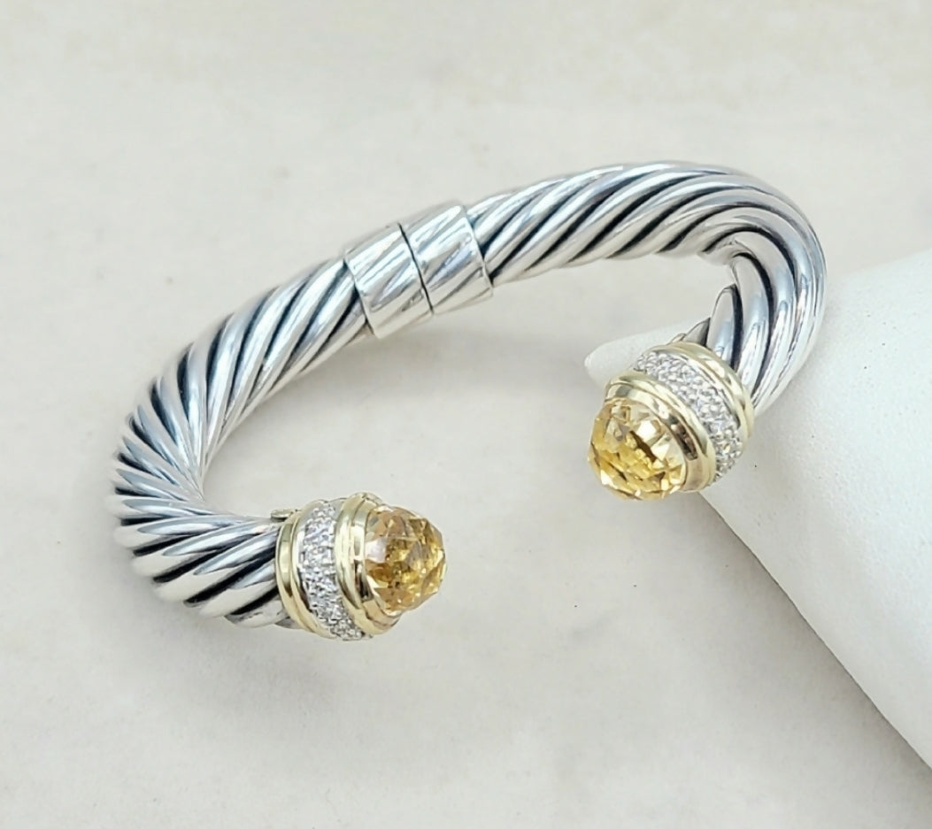 David Yurman 10mm Cable Bracelet Champagne Citrine & Diamond、mySite、hinf8tx79