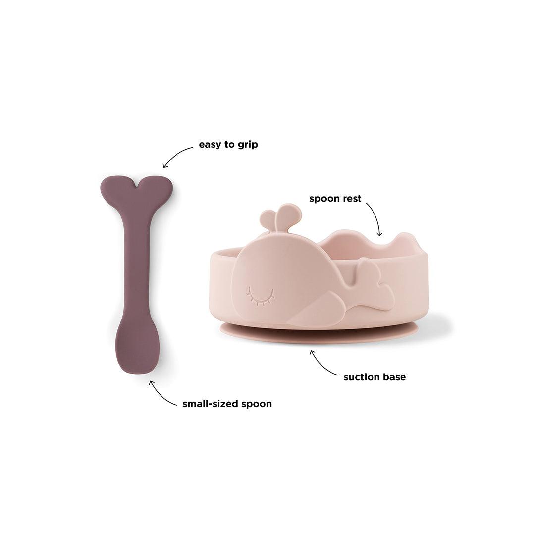  Done by Deer Silicone Stick & Stay Bowl + Baby Spoon - Powder - Wally、mySite、merchandisen
