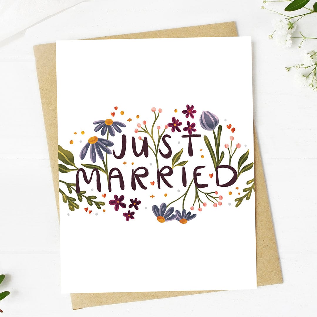  Just Married Wildflowers Pattern Wedding Card、mySite、ghnorth