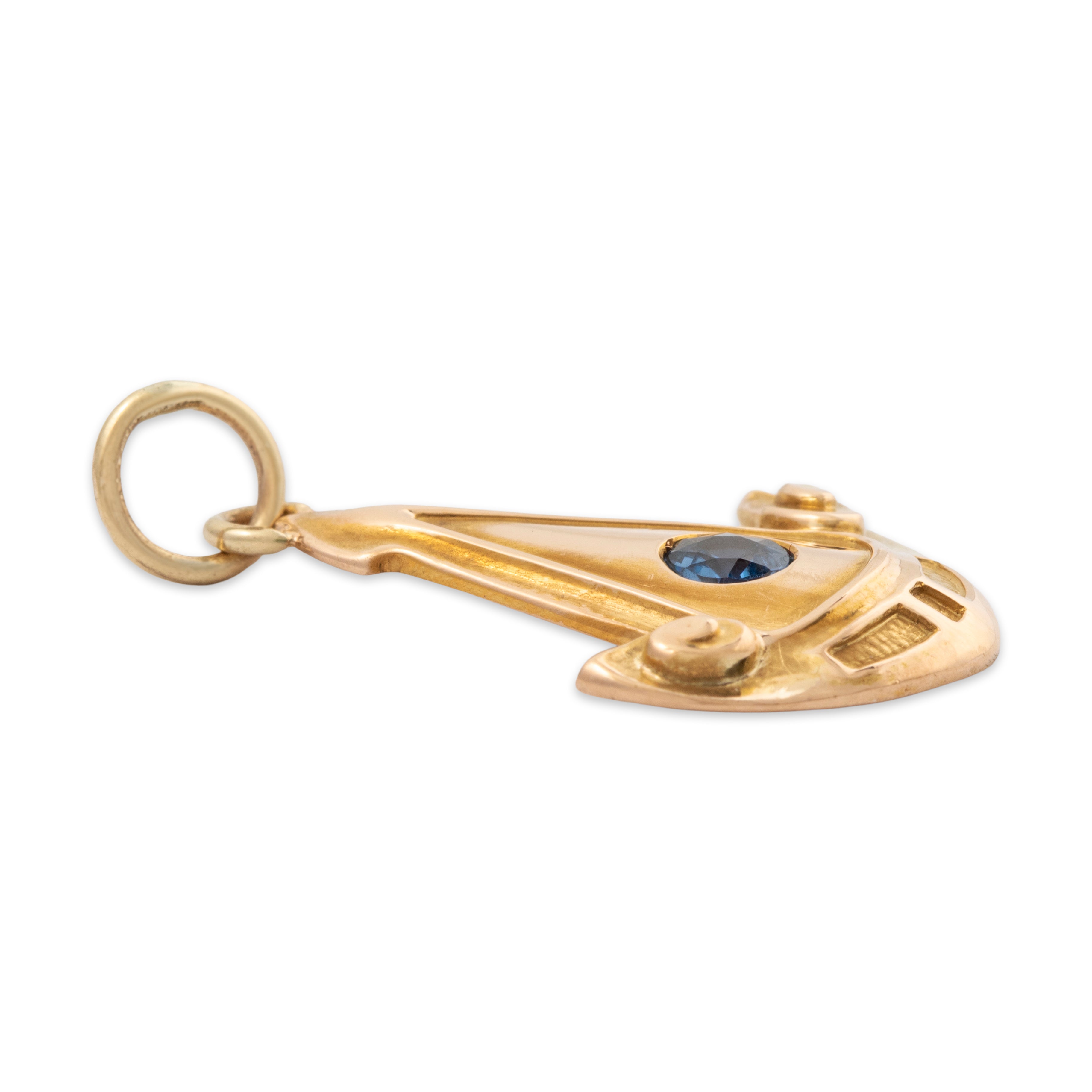 Antique 14k Yellow Gold Synthetic Sapphire Art Nouveau Charm Pendant、mySite、hinf8tx79