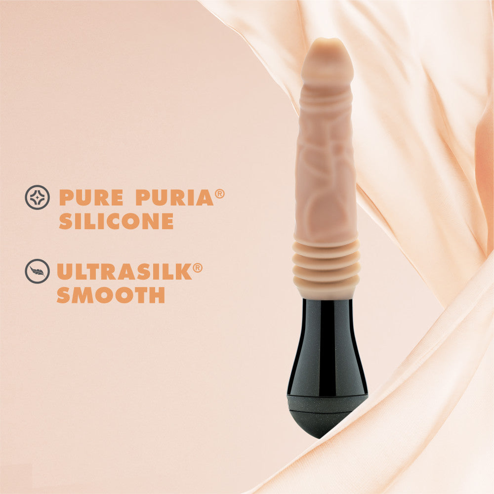Dr. Skin Silicone By Blush® | Dr. Knight Large 10.5 Inch Vibrating, Gyrating And Thrusting Dildo in Beige – Made With Puria® Platinum Cured Silicone、mySite、bottomscart