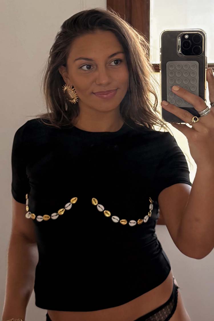 Black Shell Boob Baby T Shirt、mySite、solidvoid