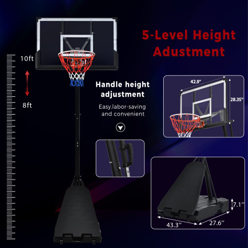 Portable Basketball Hoop Basketball System 8-10ft Height Adjustable for Youth Adults LED Basketball Hoop Lights, Colorful lights, Waterproof,Super Bright to Play at Night Outdoors,Good Gift for Kids、、xpatfood