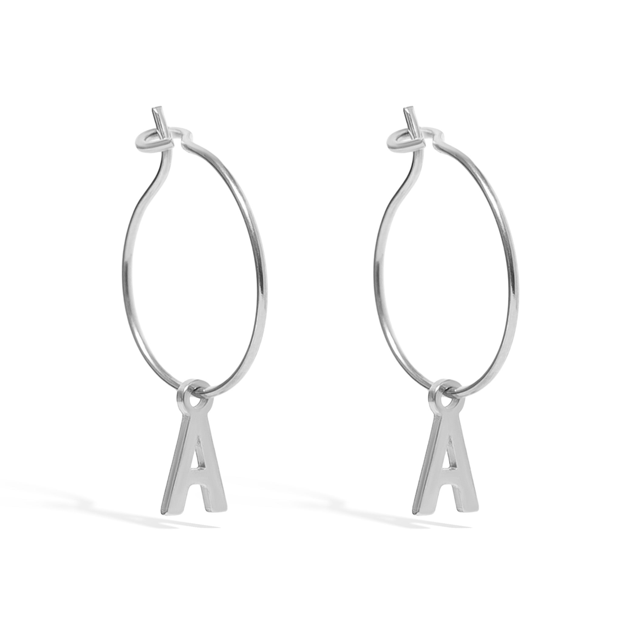 18K Gold PVD Stainless Steel Mini Hoop Initial Earrings / ERJ0013、mySite、dreamappss