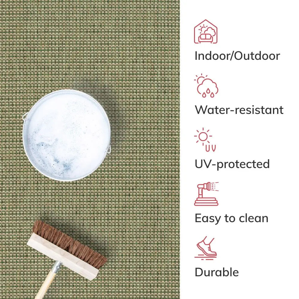 Odin Solid & Striped Border Indoor Outdoor Green Flatweave Rug、mySite、gigharbornorthrealestate