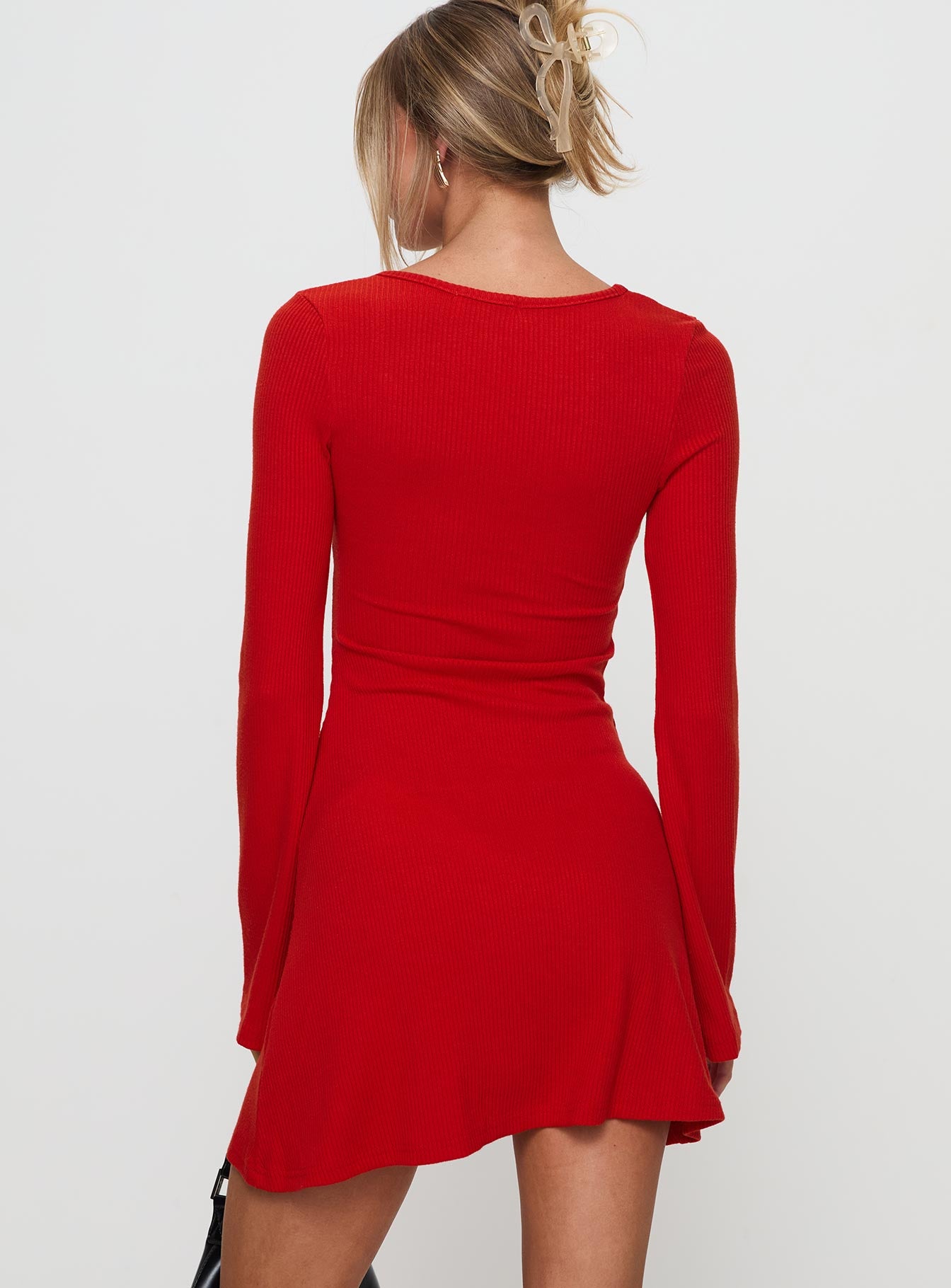 Best Interest Long Sleeve Mini Dress Red、mySite、solidvoid