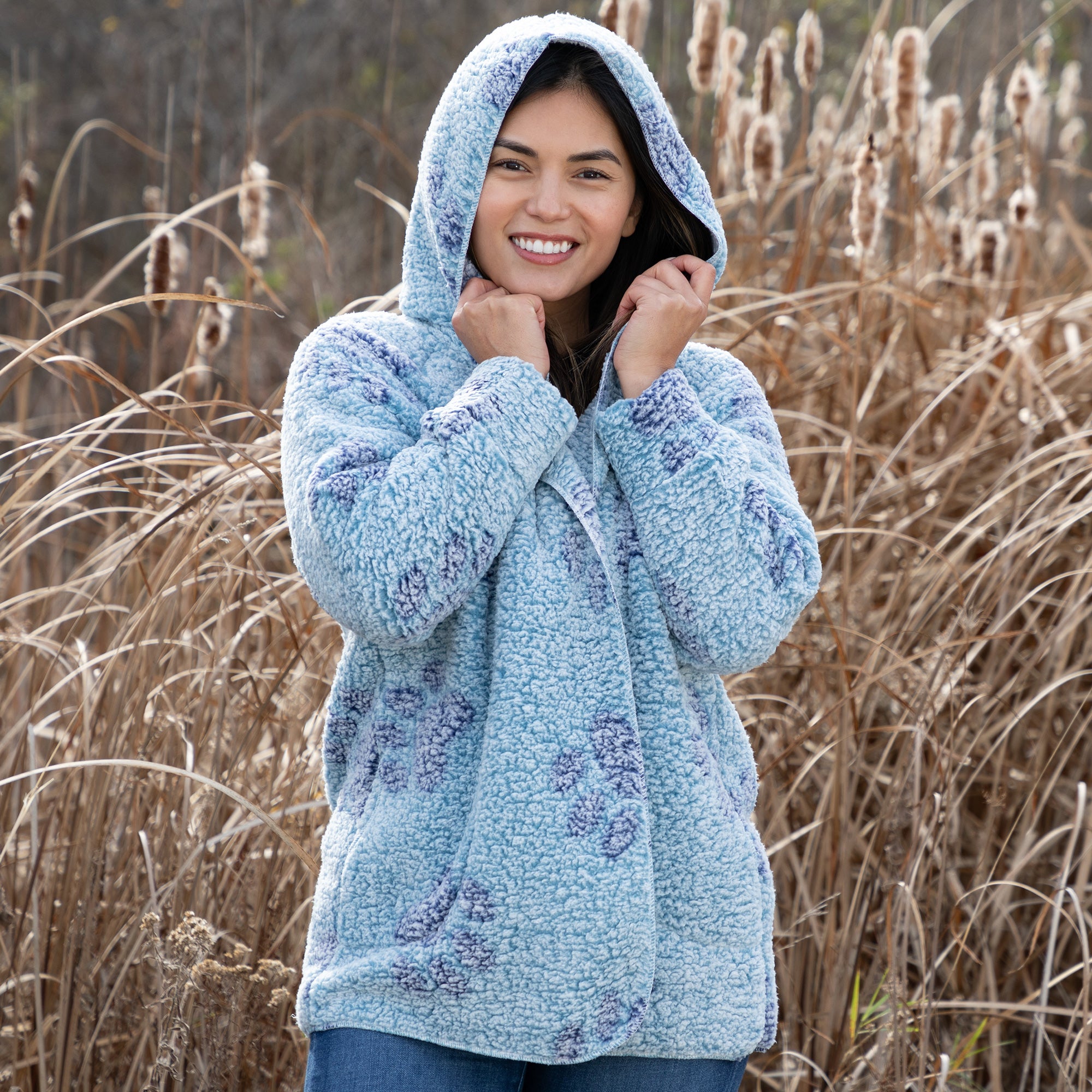 Cozy in Paws Plush Sherpa Fleece Open Jacket with Pockets、mySite、camillekostekn