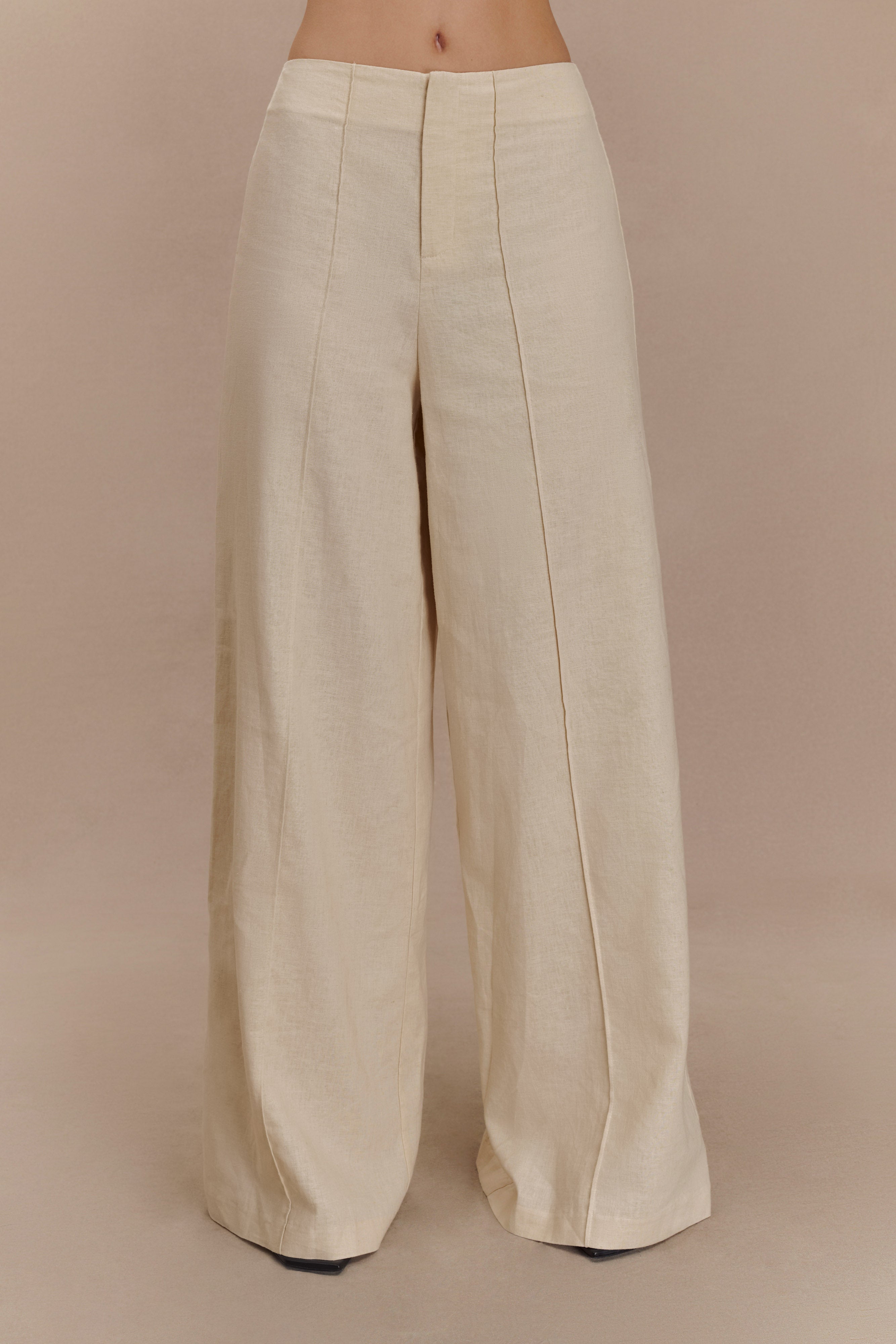 Brandi Linen Straight Leg Pant - Wheat Marle、mySite、solidvoid