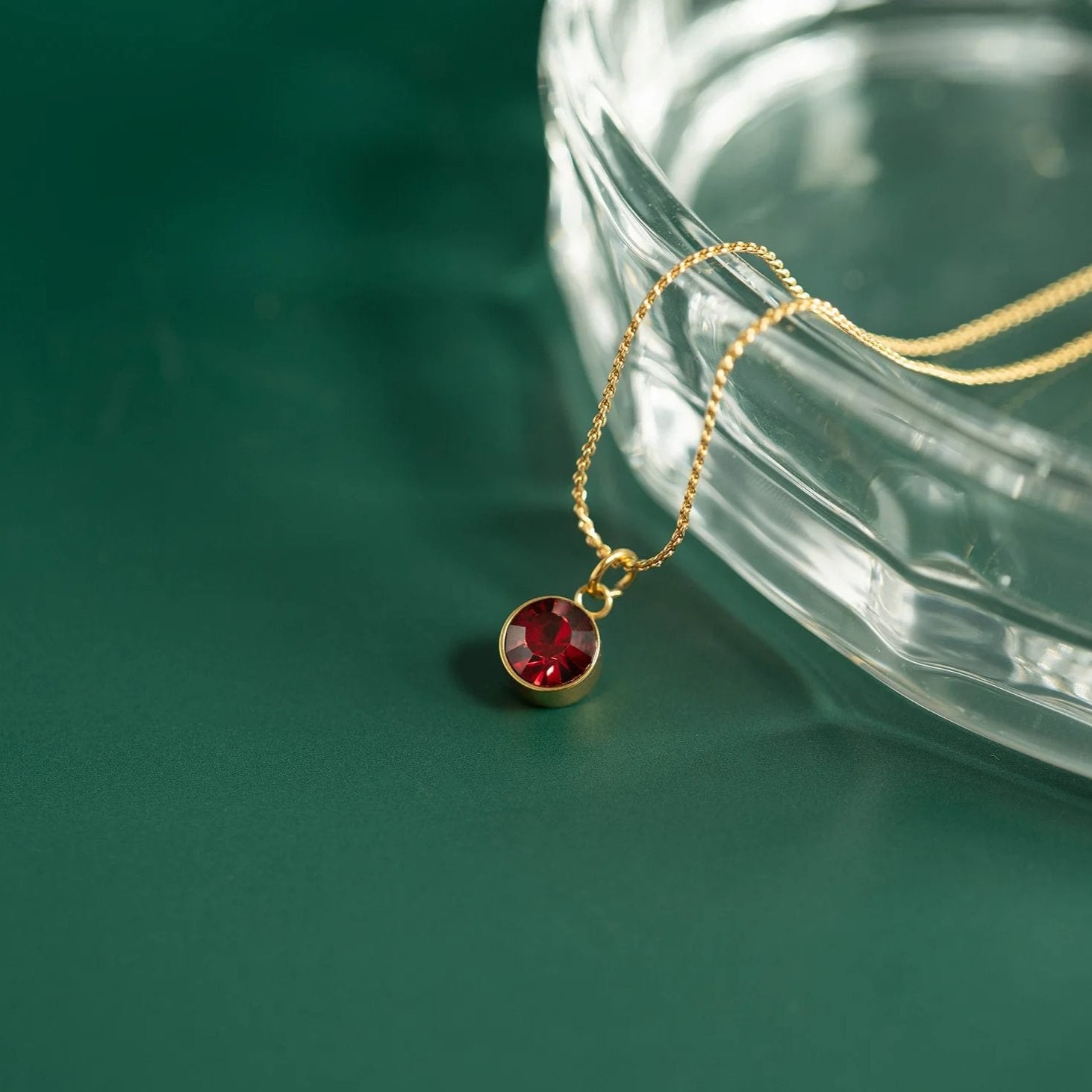 18K Gold PVD Stainless Steel Round Birthstone Charm 8mm / PDL0265、mySite、dreamappss