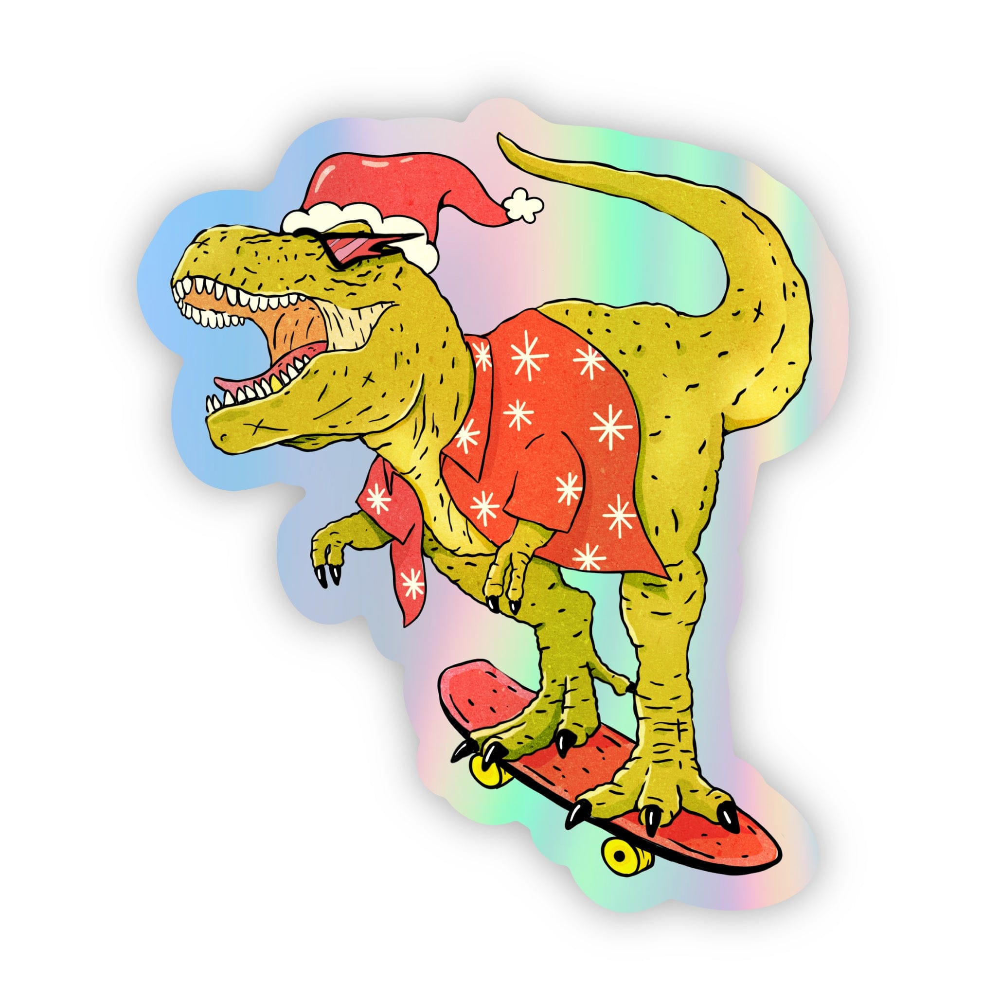  T-Rex Santa Holographic Sticker、mySite、ghnorth