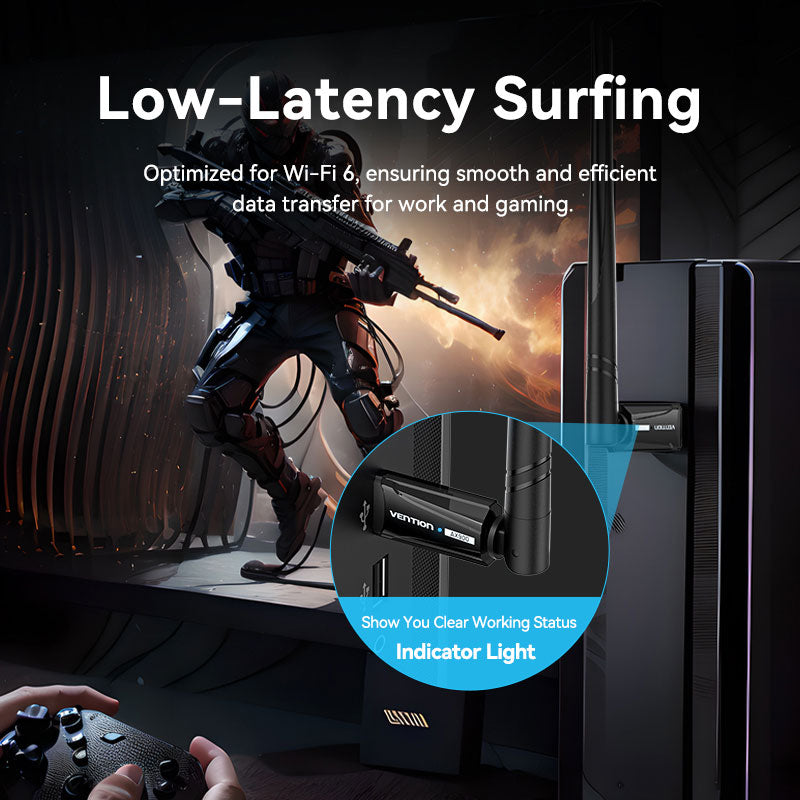 Vention AX900 USB Wi-Fi Dual Band Adapter With High Gain Antenna Black、mySite、fannypackpong