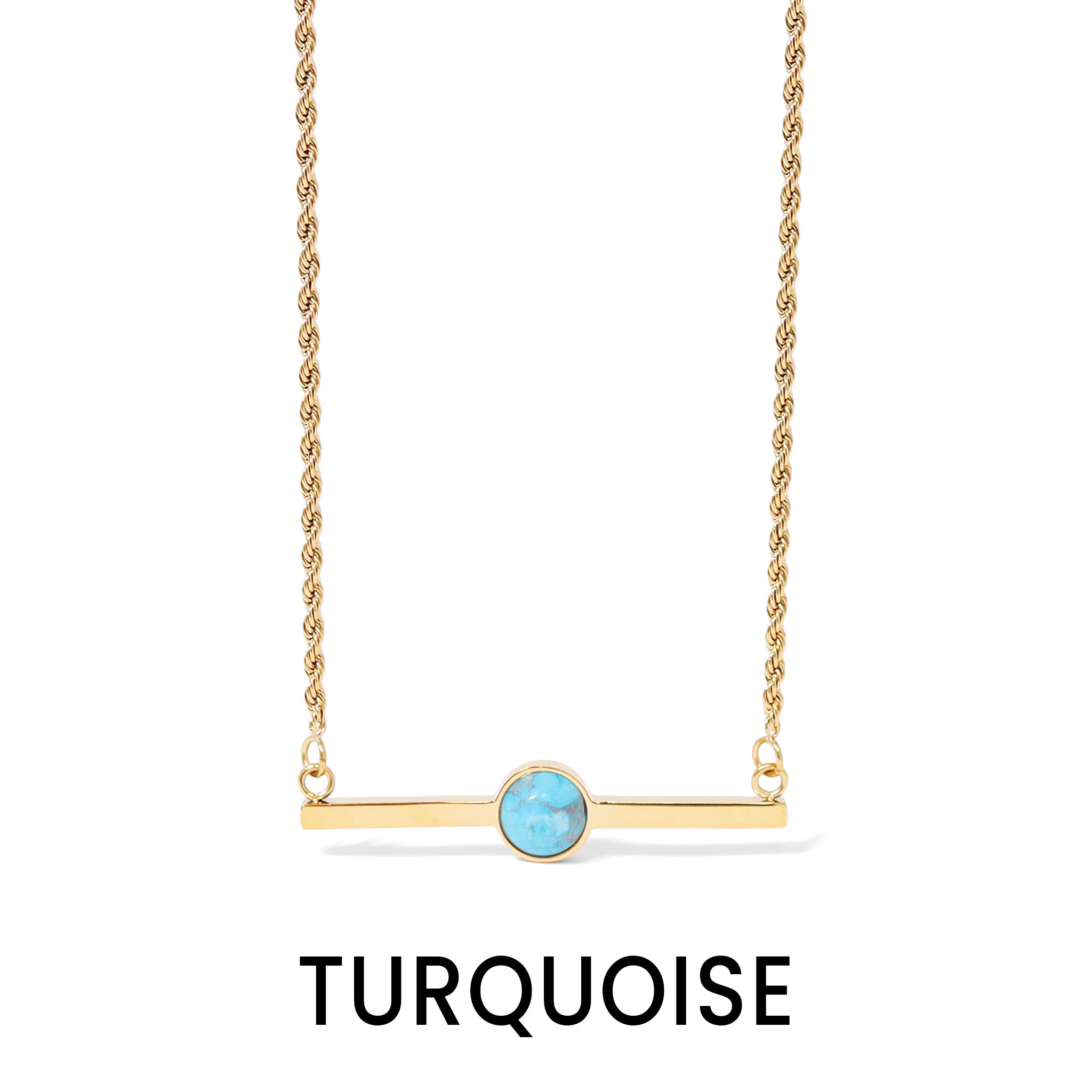 18K Gold PVD Stainless Steel Semi Precious Natural Stone Bar Necklace / CHN9965、mySite、dreamappss