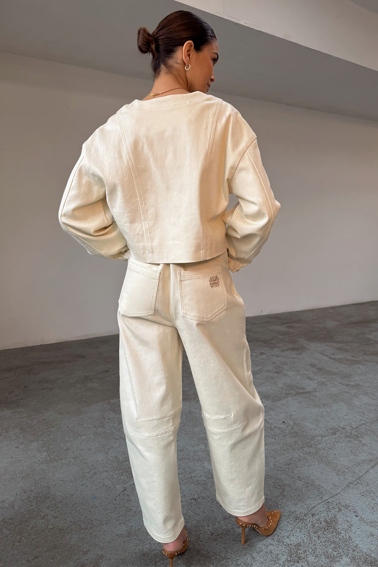 Ecru Raffia Palma Barrel Leg Jeans、mySite、solidvoid