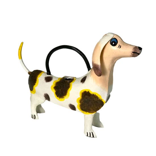 Dora the Dachshund Metal Art Watering Can Polka Dot Doggy *、mySite、g9winljtr